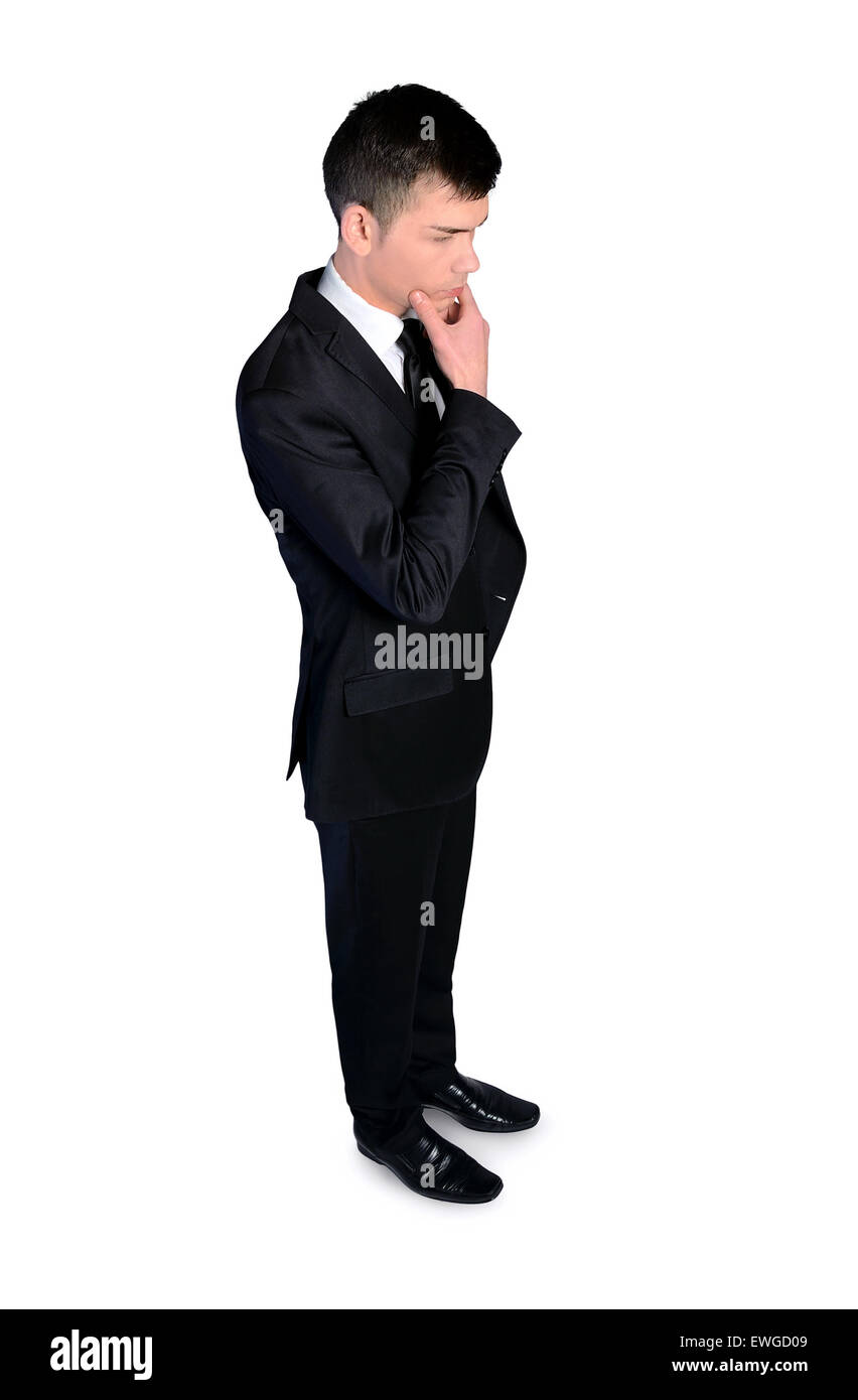 Jeune homme d'affaires pense isolé Banque D'Images
