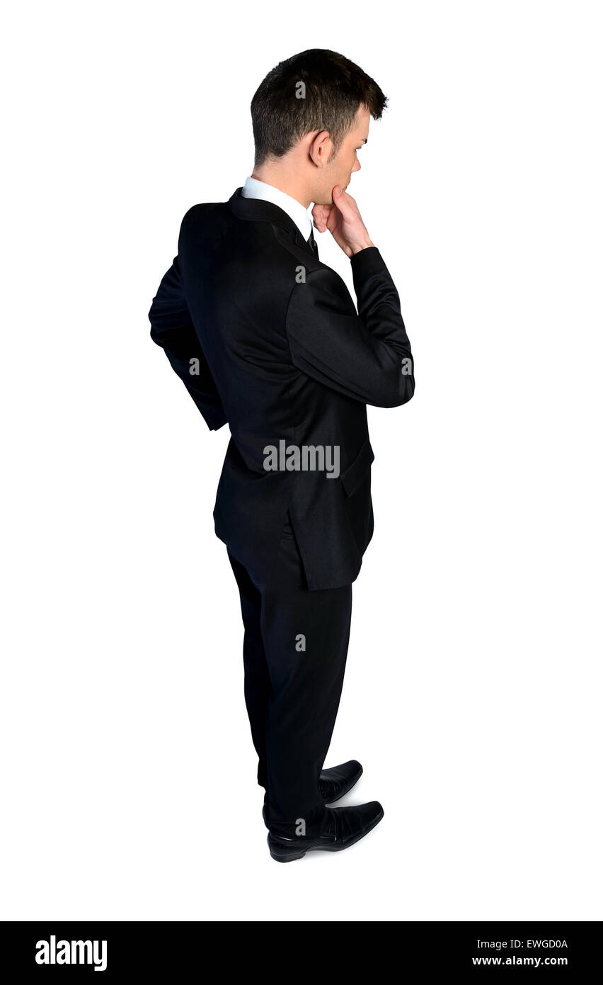 Jeune homme d'affaires pense isolé Banque D'Images