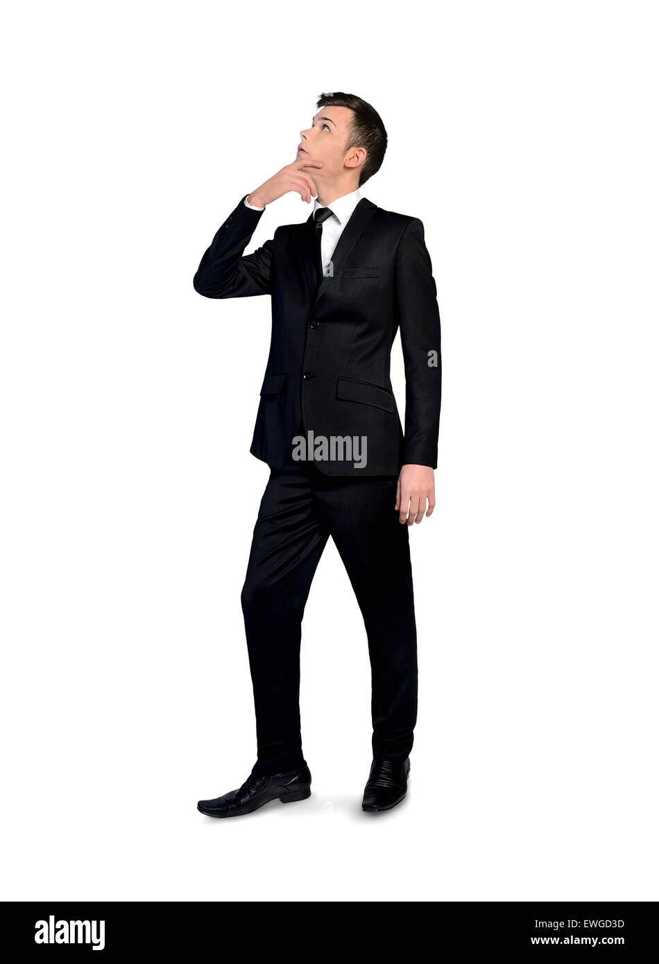 Affaires isolées man looking up Banque D'Images