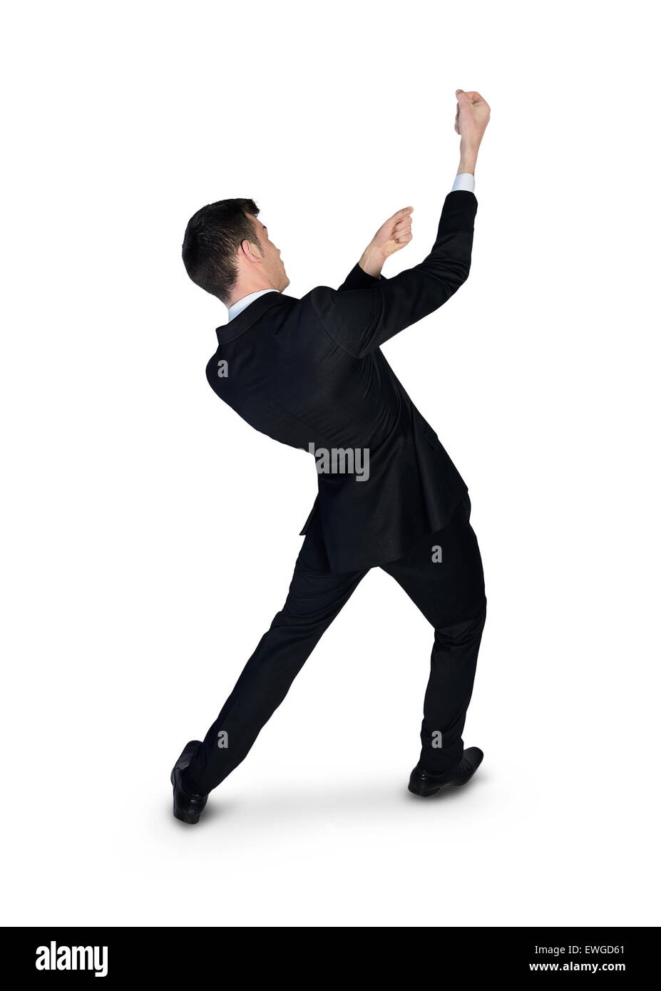 L'homme d'affaires isolées faites glisser quelque chose Banque D'Images L'homme d'affaires isolées faites glisser quelque chose Banque D'Images