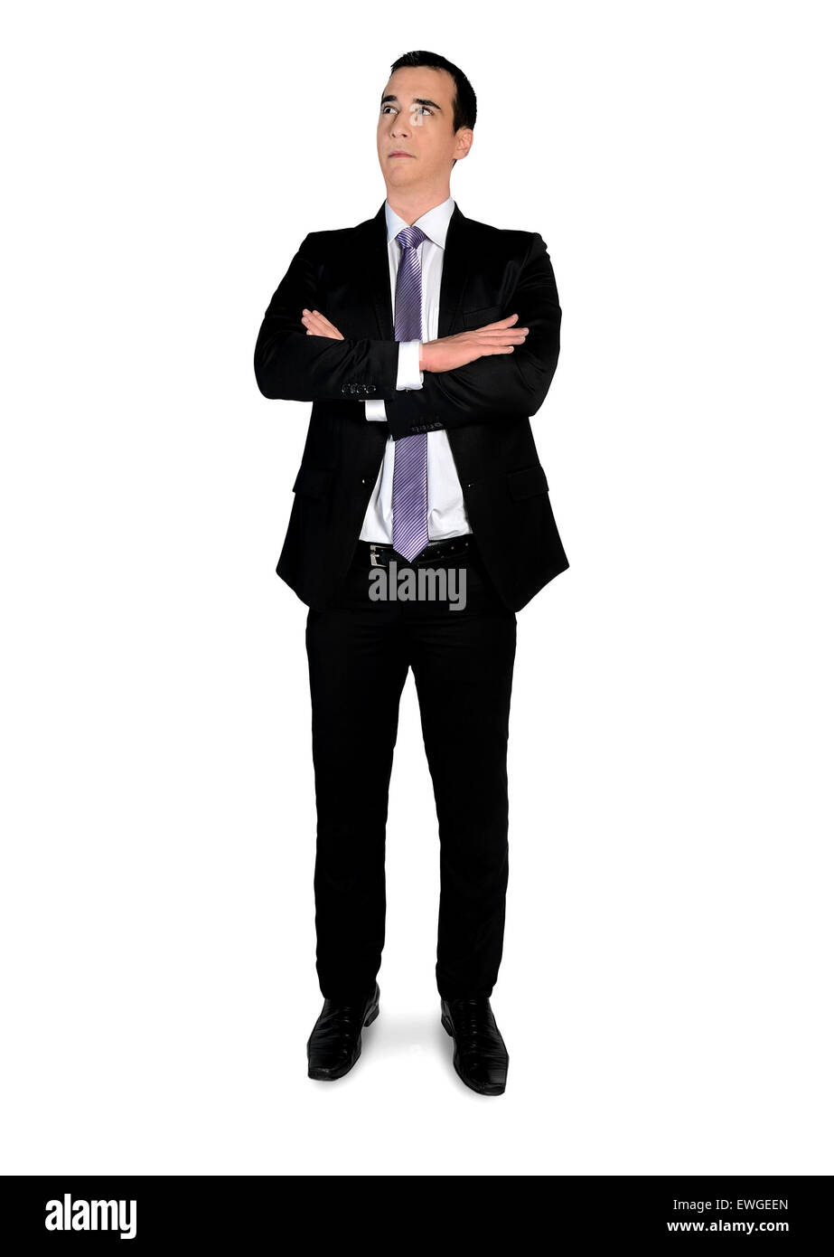 Affaires isolées man looking up Banque D'Images