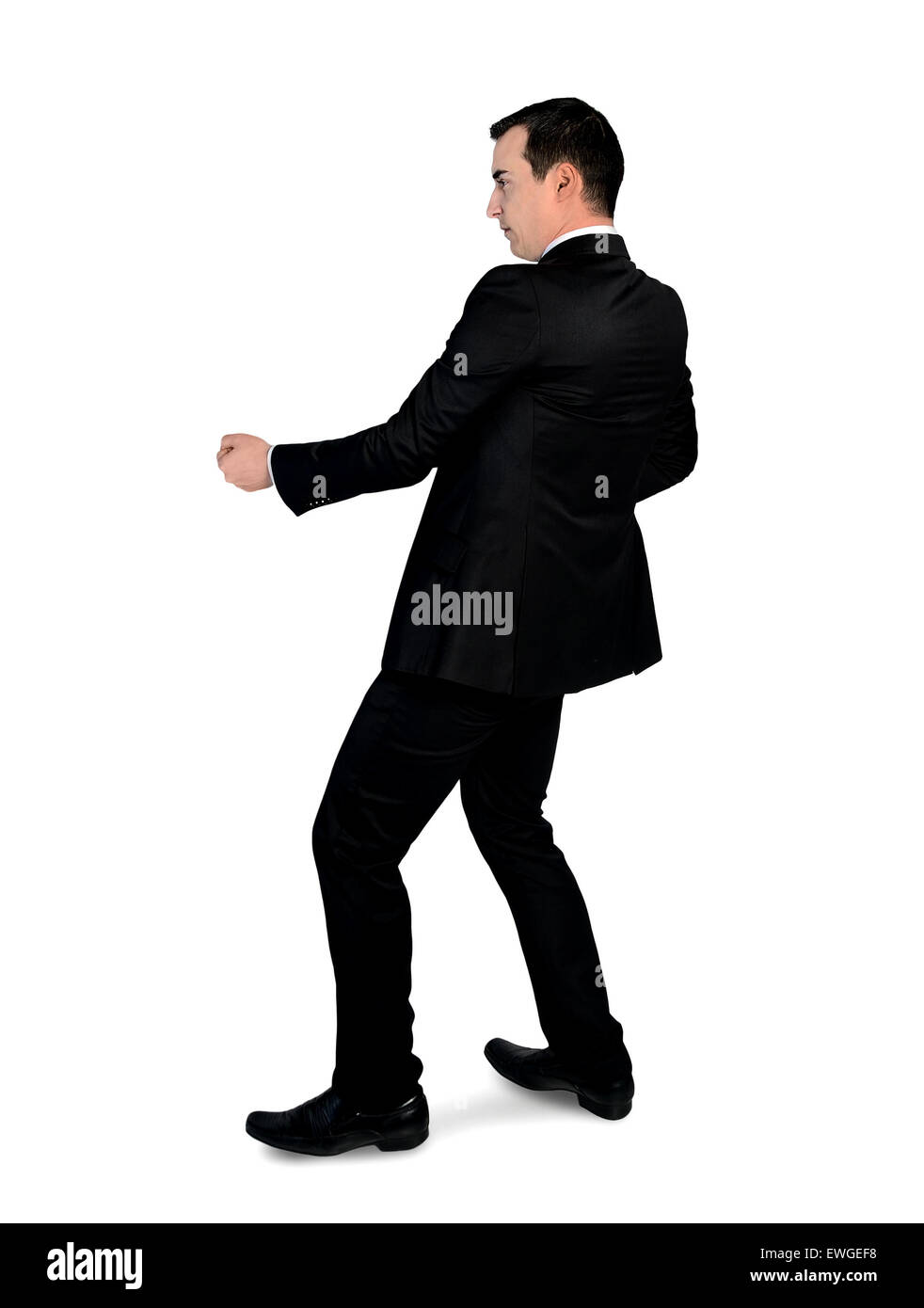 L'homme d'affaires isolées faites glisser quelque chose Banque D'Images L'homme d'affaires isolées faites glisser quelque chose Banque D'Images