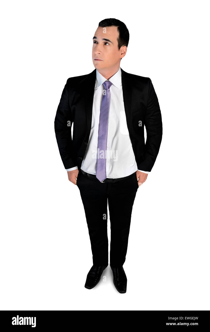 Affaires isolées man looking up Banque D'Images