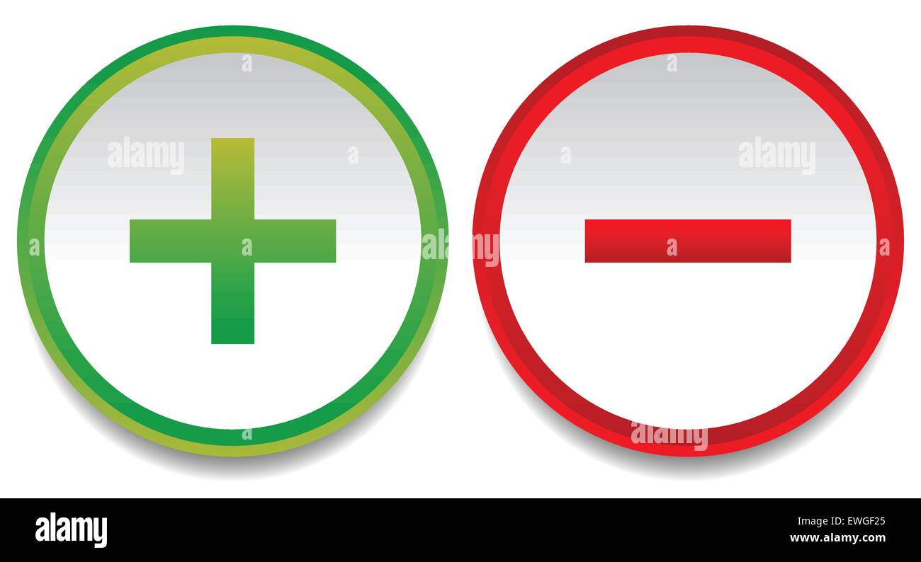 Signes Plus et moins, symboles, vector eps 10 Illustration de Vecteur