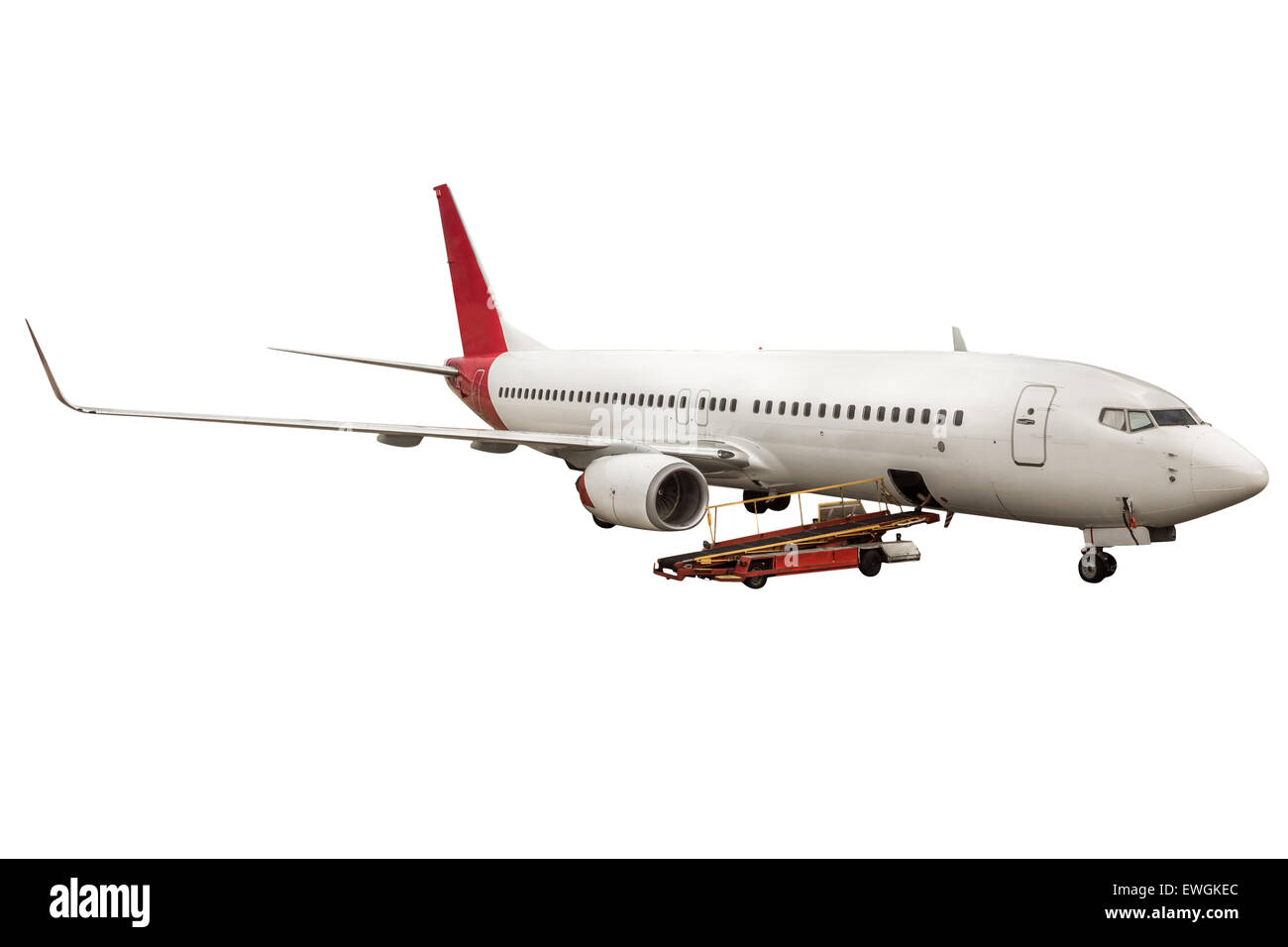 Un avion Boeing 737-800 de Qantas, isolé sur un fond blanc. Banque D'Images