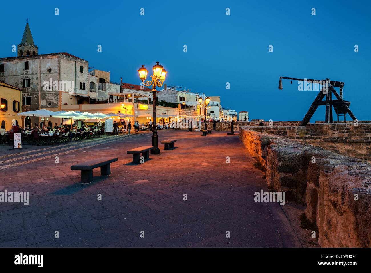 Alghero, murs, centre historique Banque D'Images