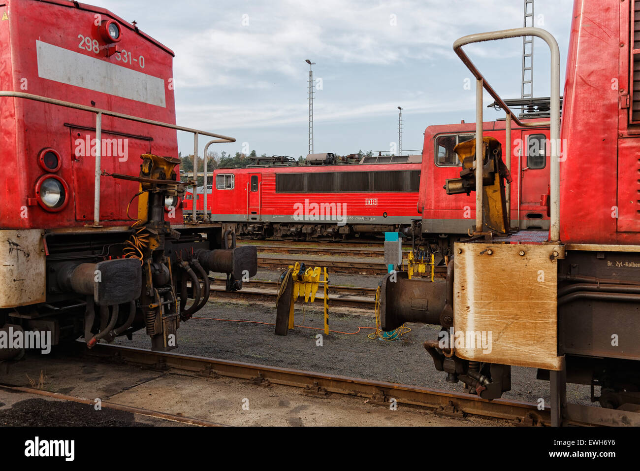 Neuseddin, Allemagne, locomotives diesel et électriques avant travaux Seddin DB Banque D'Images