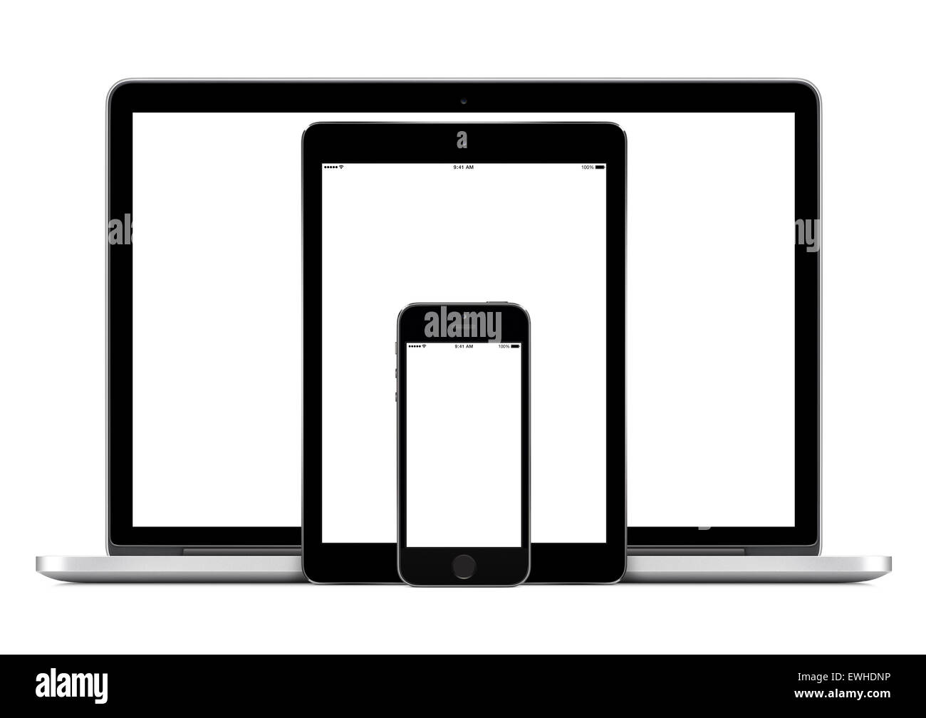 Jeu de modèle tech gadgets modernes pour adaptive web design présentation. Se composent de portable, smartphone et Pc tablette numérique. Banque D'Images