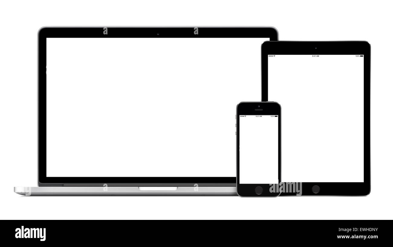 Ensemble d'appareils de la technologie moderne pour modèle responsive design présentation. Immersive se composent de portable, smartphone et tablet pc Banque D'Images