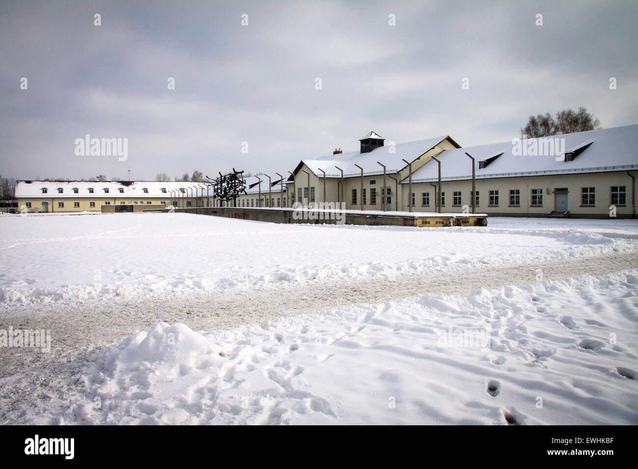 Mémorial du Camp de concentration de Dachau en une journée d'hiver Banque D'Images