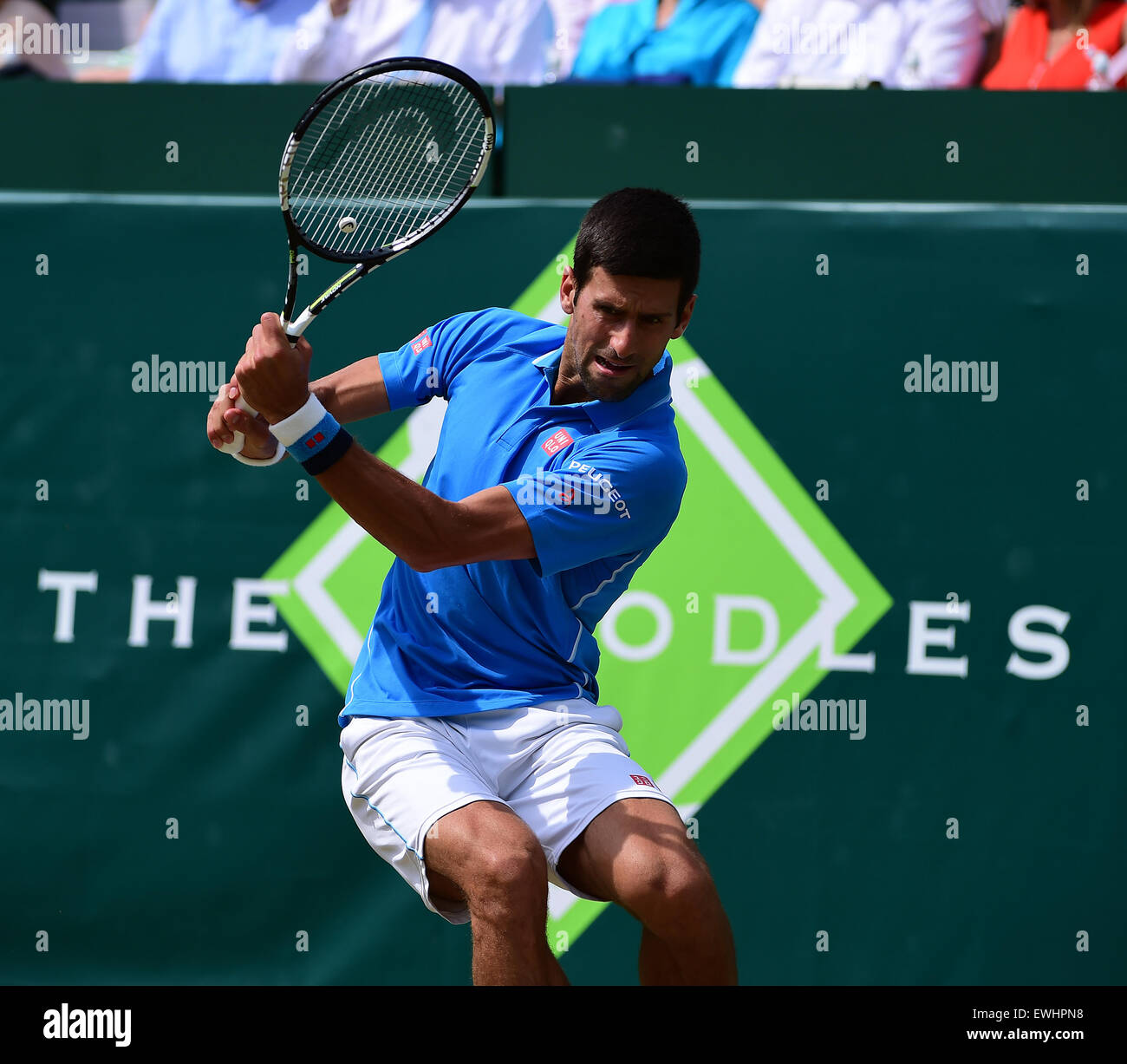 Slough, Berkshire, Royaume-Uni. 26 Juin, 2015. Le tournoi de tennis de Boodles. Novak Djokovic contre Alexander Zverev : Action Crédit Plus Sport/Alamy Live News Banque D'Images Slough, Berkshire, Royaume-Uni. 26 Juin, 2015. Le tournoi de tennis de Boodles. Novak Djokovic contre Alexander Zverev : Action Crédit Plus Sport/Alamy Live News Banque D'Images