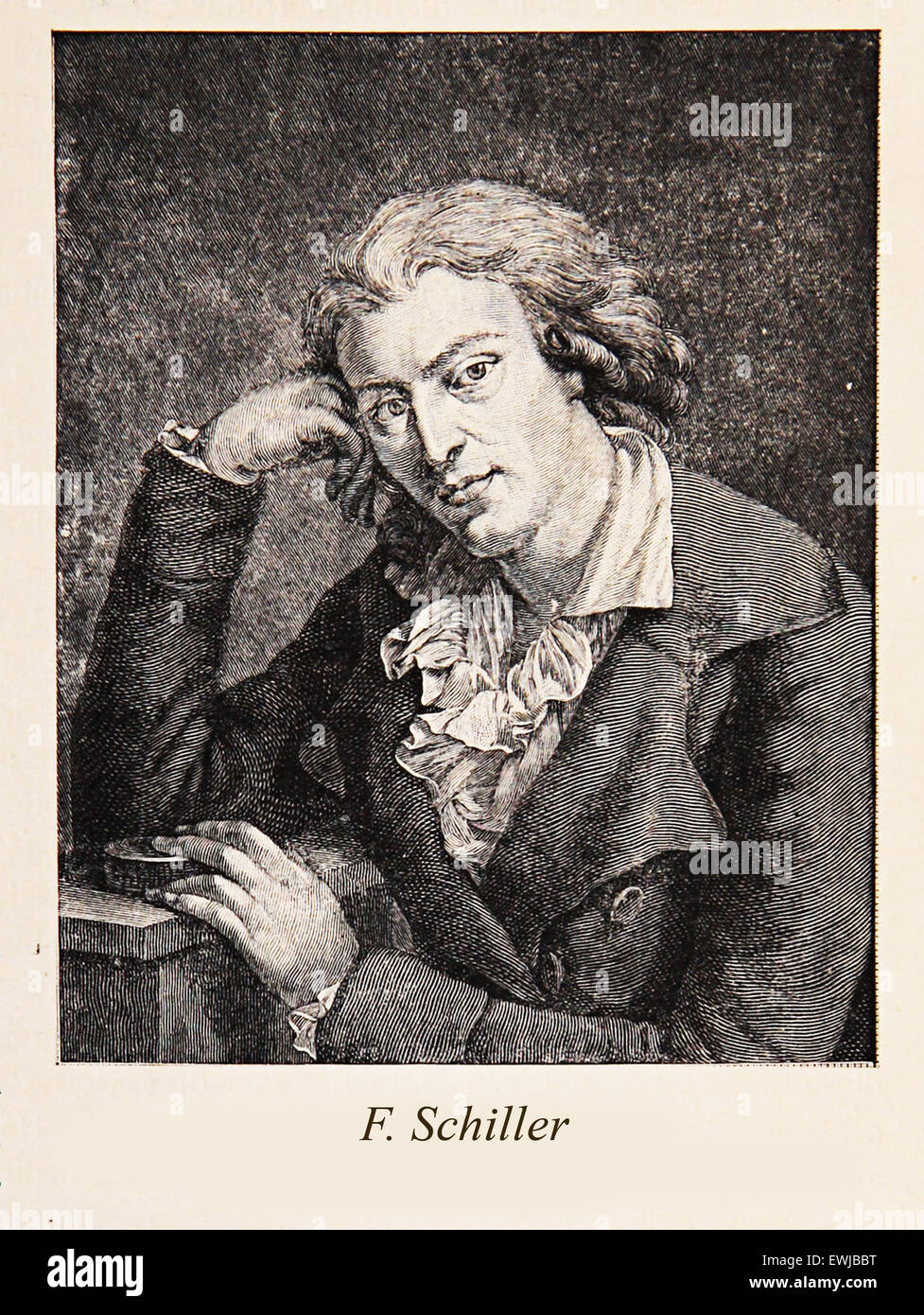 Gravure/portrait de Johann Christoph Friedrich von Schiller : allemand du xixe siècle, poète, philosophe, historien et dramaturge ; l'une des plus célèbres figures de la littérature allemande Banque D'Images