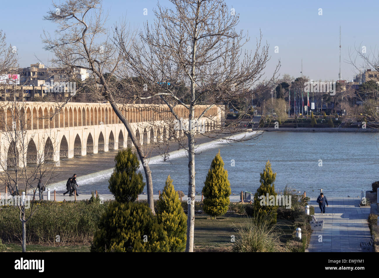 Si-O Seh Pol (Allah-Verdi Khan Pont), 1602 avec 33 arches, Isfahan, Iran Banque D'Images