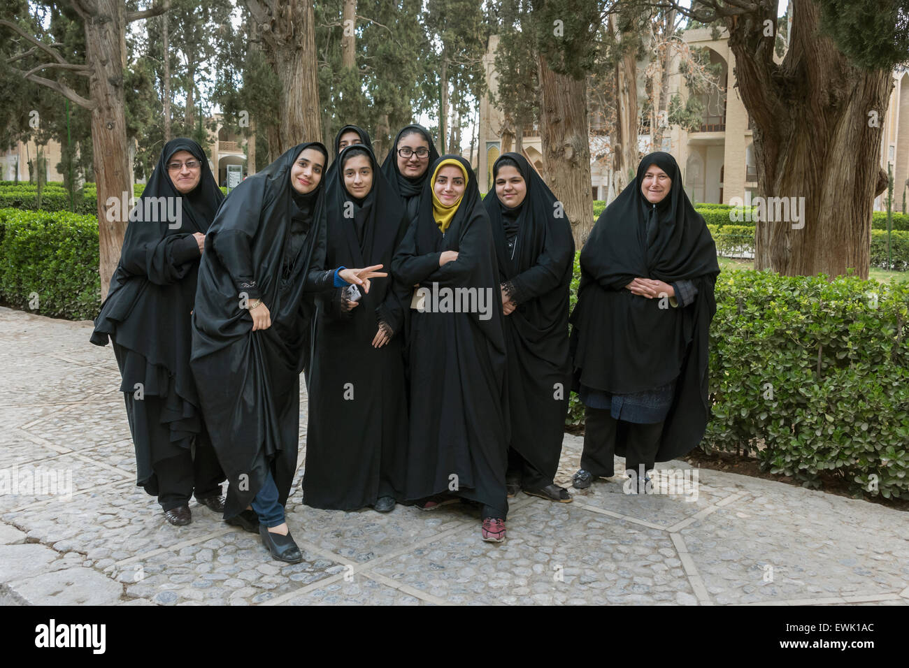 Les étudiants iraniens et leurs enseignants à Bagd-e fin, Kashan, Iran Banque D'Images