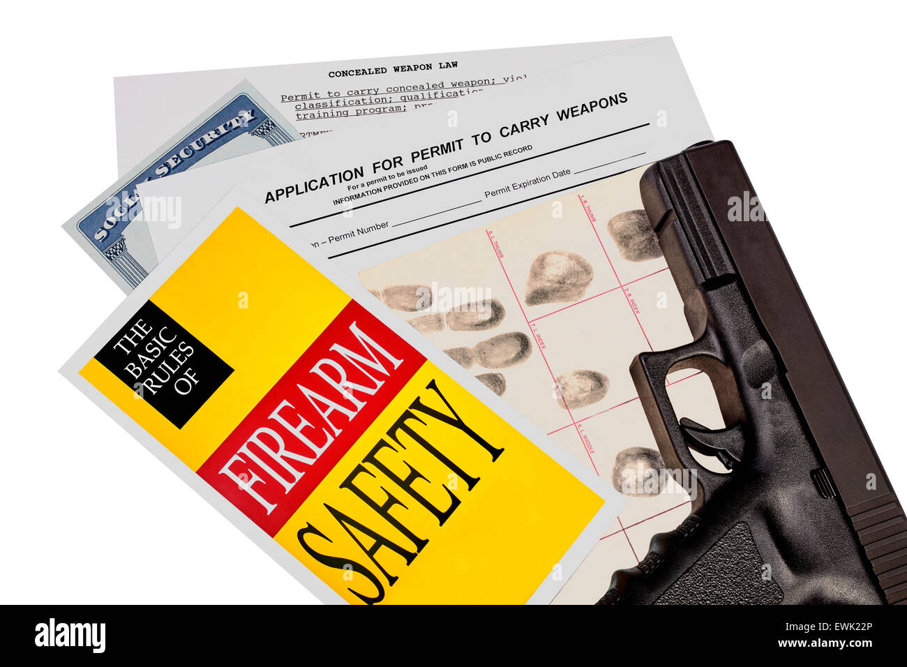 Avec des armes à feu et l'application d'armes à feu classiques d'identification des empreintes digitales de permis Banque D'Images