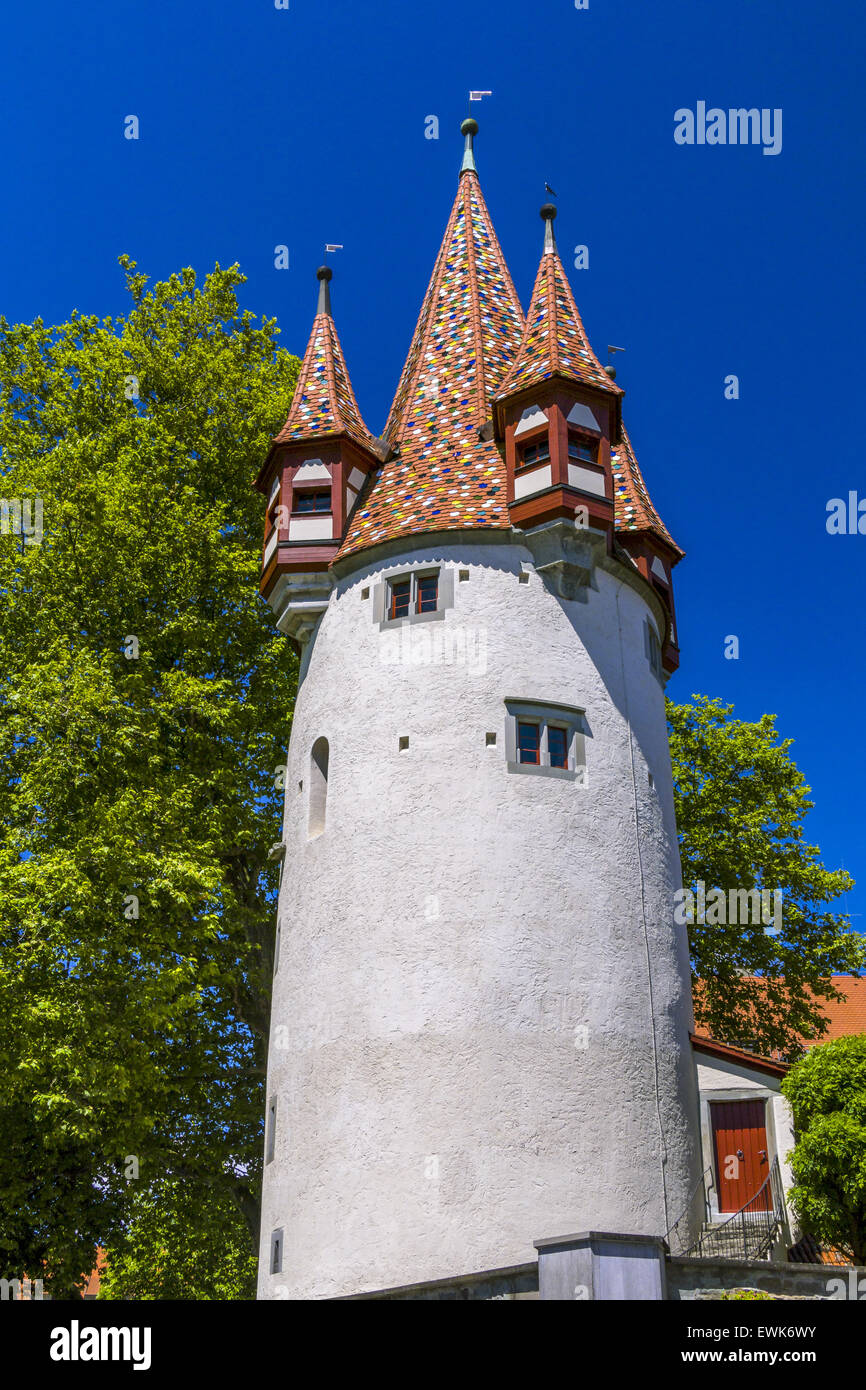 Sur Diebsturm Schrannenplatz, Lindau, Bavaria, Germany, Europe Banque D'Images
