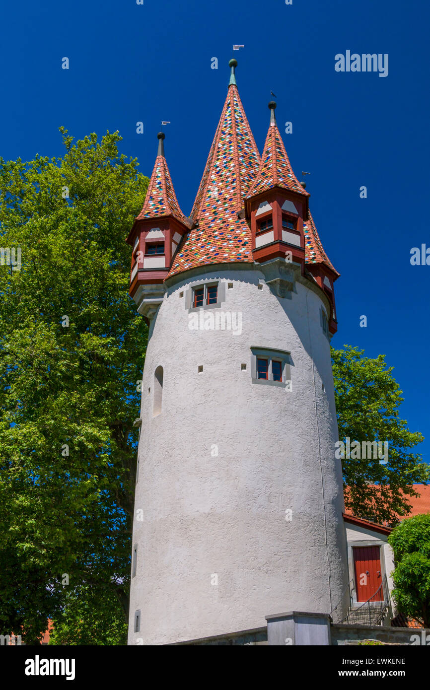 Sur Diebsturm Schrannenplatz, Lindau, Bavaria, Germany, Europe Banque D'Images