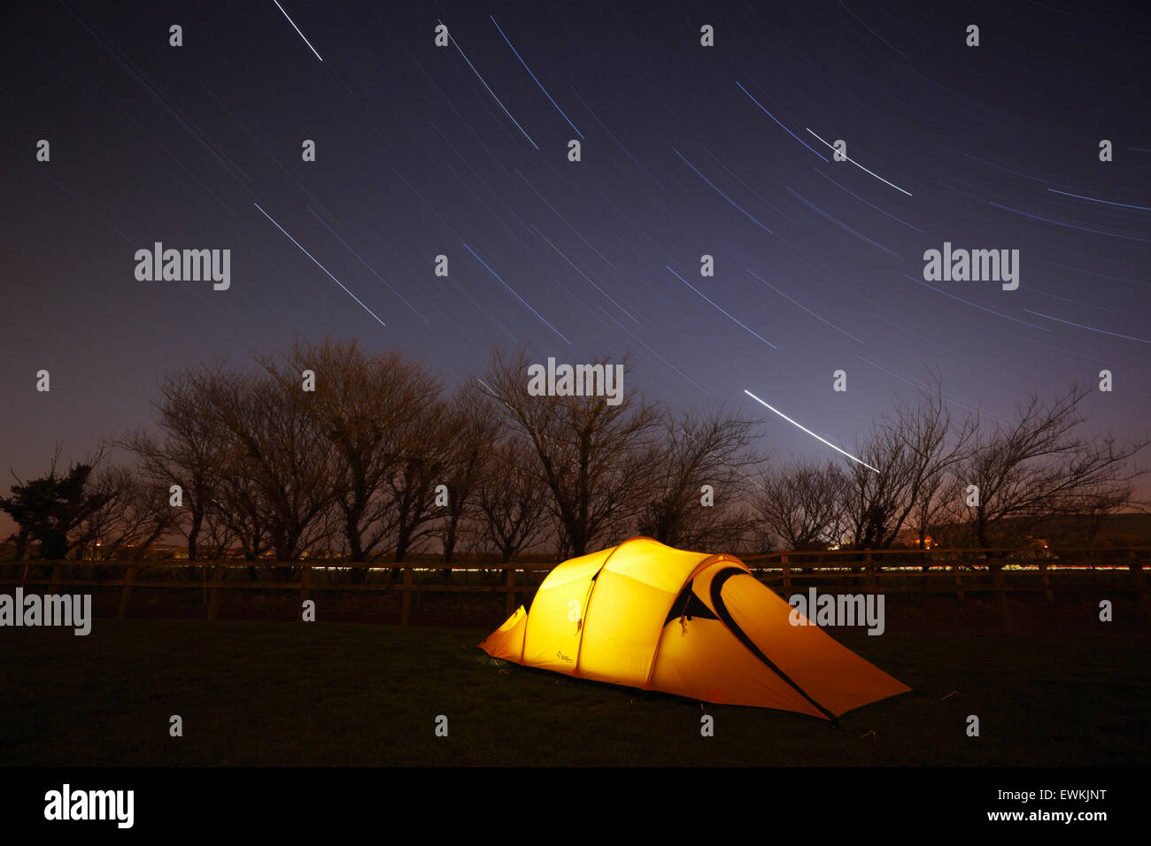 Camping sous les étoiles. Devon. UK. Banque D'Images