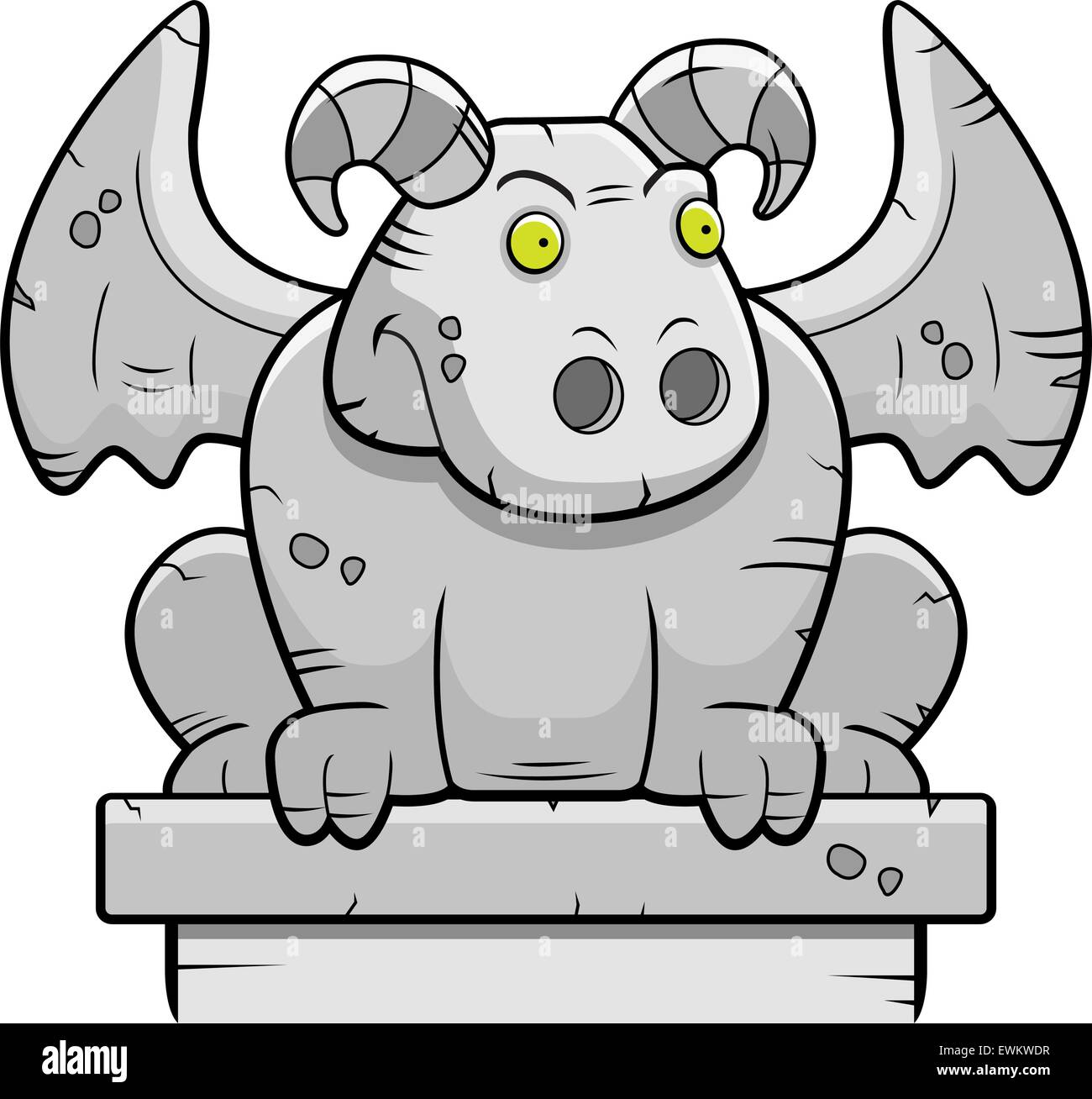 Une gargouille de pierre dessin animé monster perché. Illustration de Vecteur