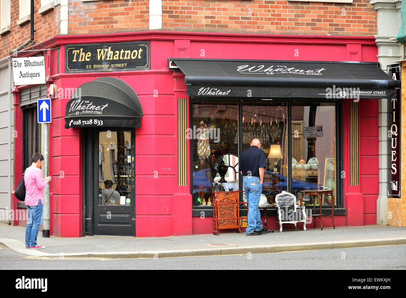 La chose antique shop dans la région de Bishop Street, Londonderry (Derry), l'Irlande du Nord. Banque D'Images