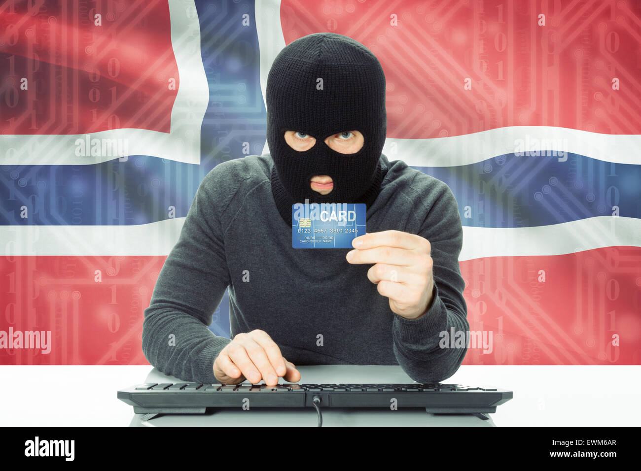 La cybercriminalité concept avec drapeau sur arrière-plan - Norvège Banque D'Images
