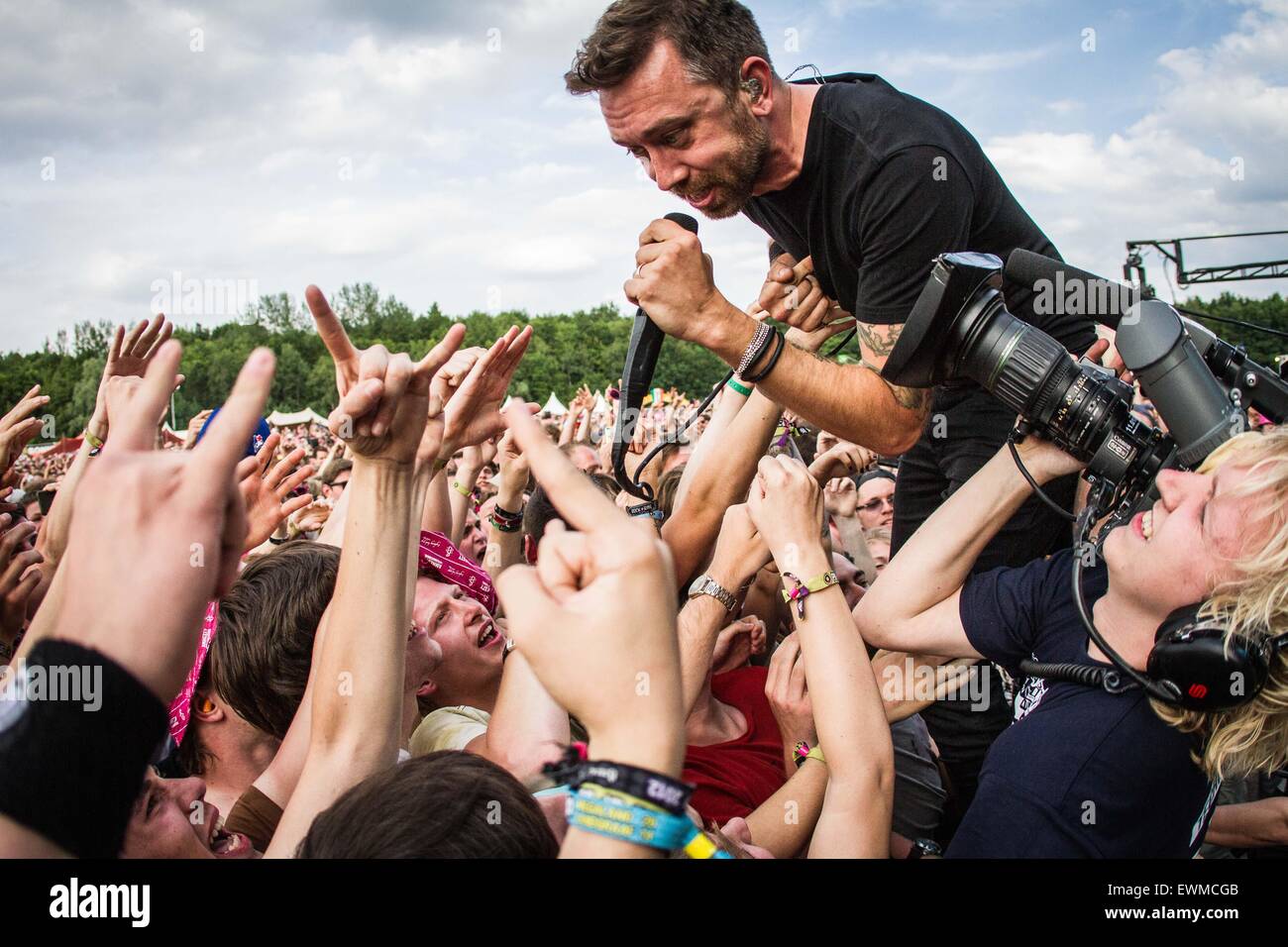 Rise Against en concert au Festival Pinkpop à Landgraaf aux Pays-Bas © 2015 Roberto Finizio/Alamy Live News Banque D'Images