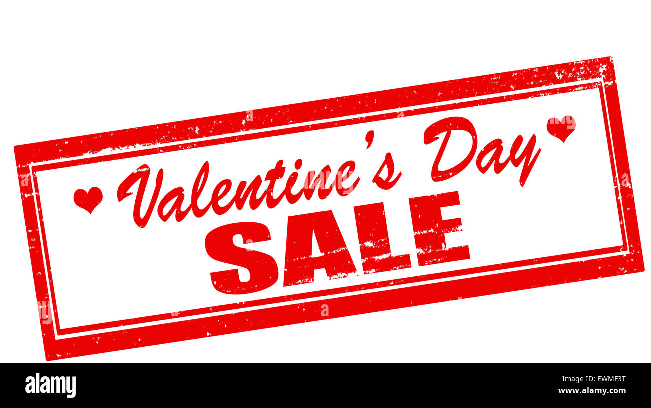 Timbres en caoutchouc avec texte Valentine day sale à l'intérieur, illustration Banque D'Images