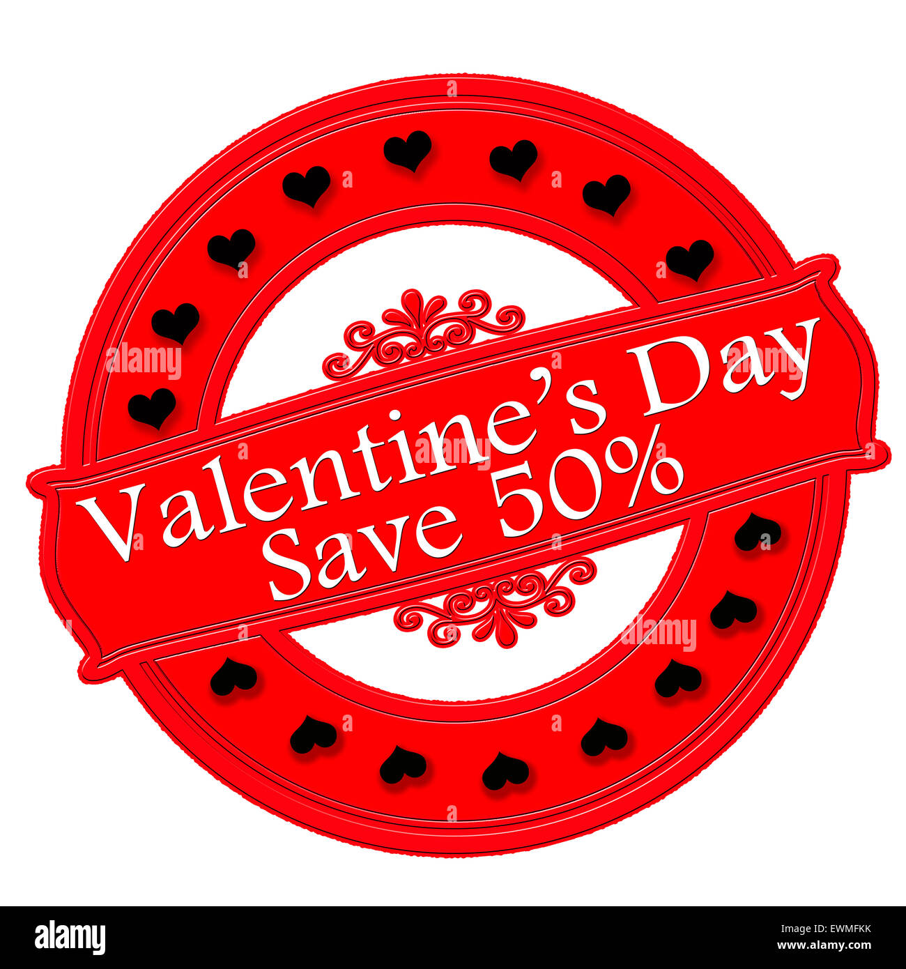 Timbres en caoutchouc avec texte Valentine jour sauver l'intérieur, illustration Banque D'Images