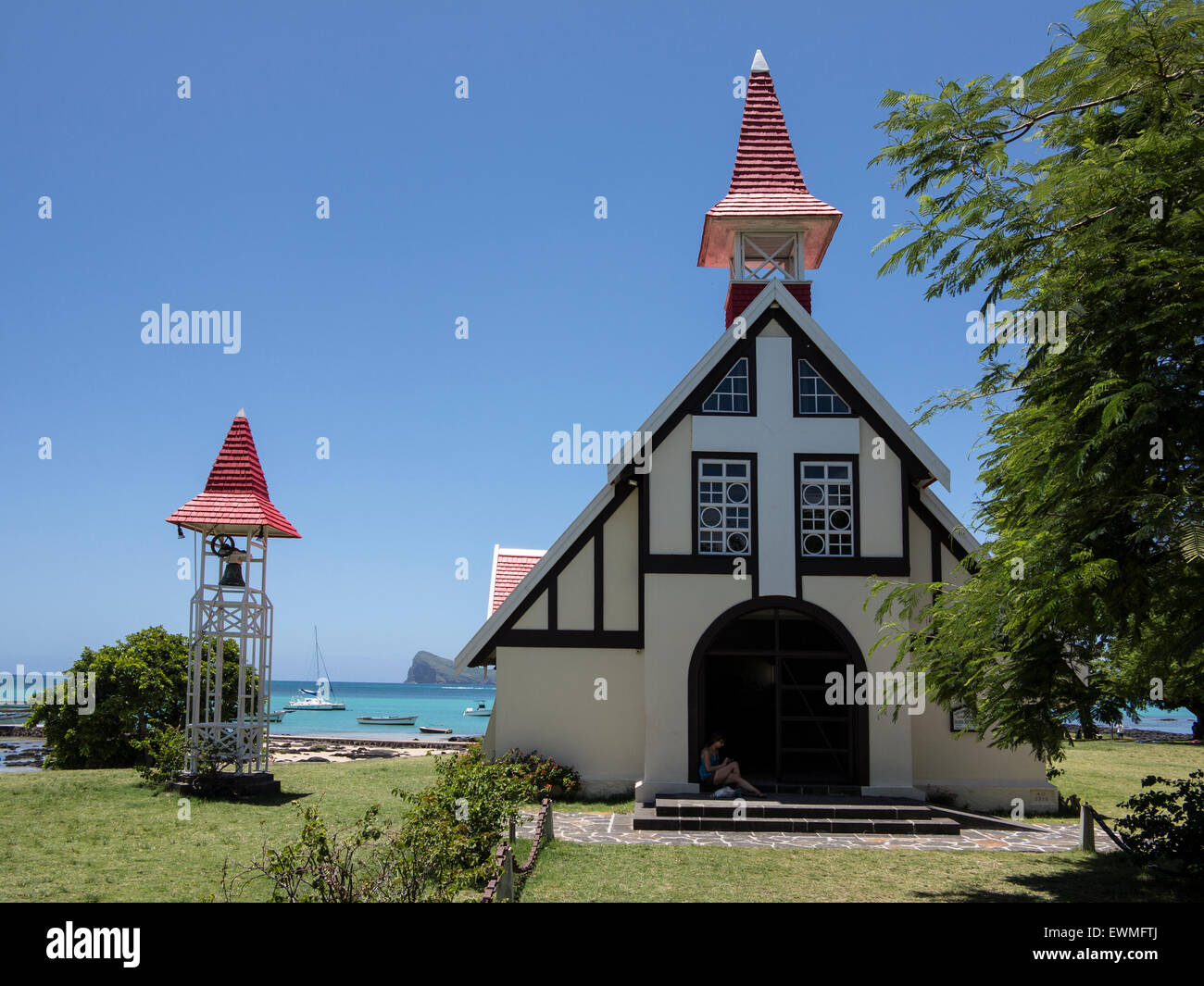 Eglise Notre Dame Auxiliatrice Cap Malheureux ile Maurice ocean indien Banque D'Images