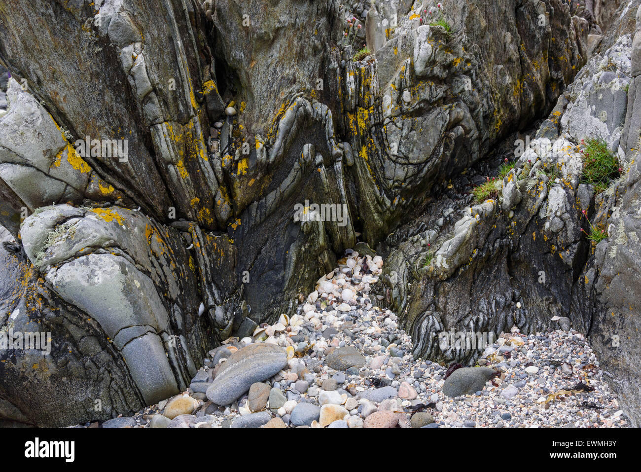Rock formation, Uisken beach, près de Bunessan, île de Mull, Hébrides, Argyll and Bute, Ecosse Banque D'Images