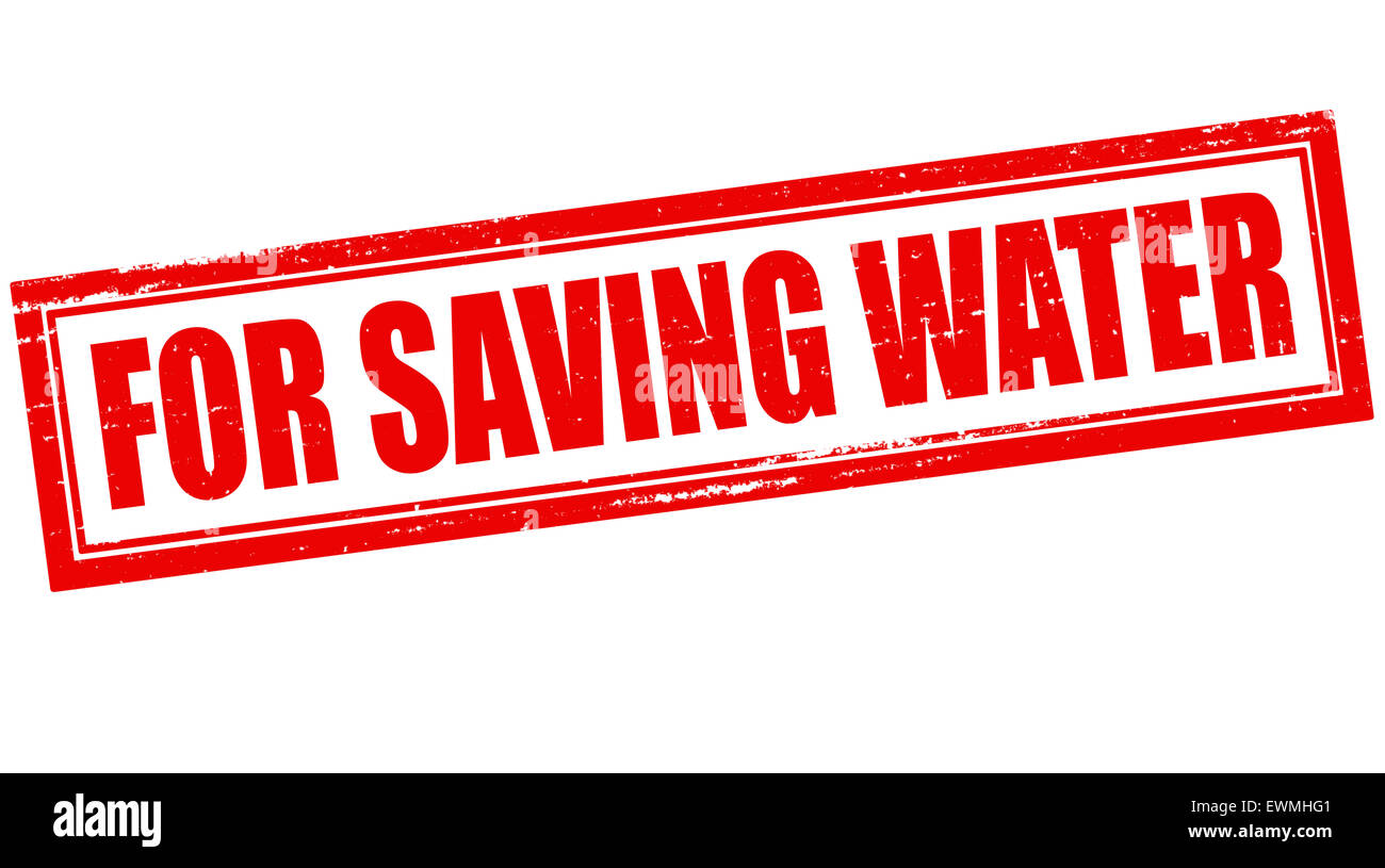 Timbre avec texte pour économiser de l'eau à l'intérieur, illustration Banque D'Images