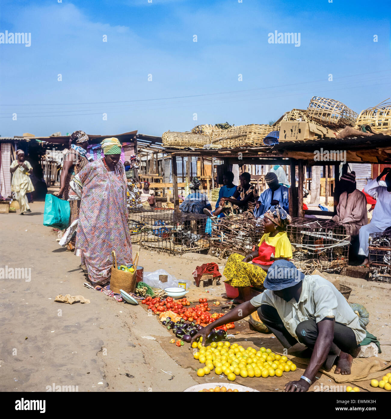 Marchand de légumes du marché, Royal Albert, Banjul, Gambie, Afrique de l'Ouest Banque D'Images