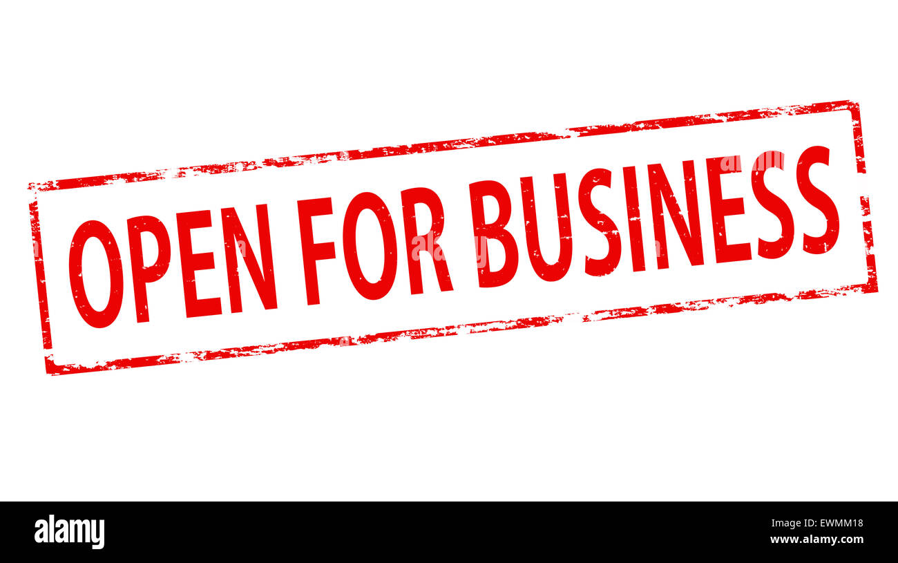 Timbre avec texte ouvert à l'intérieur d'entreprise, illustration Banque D'Images