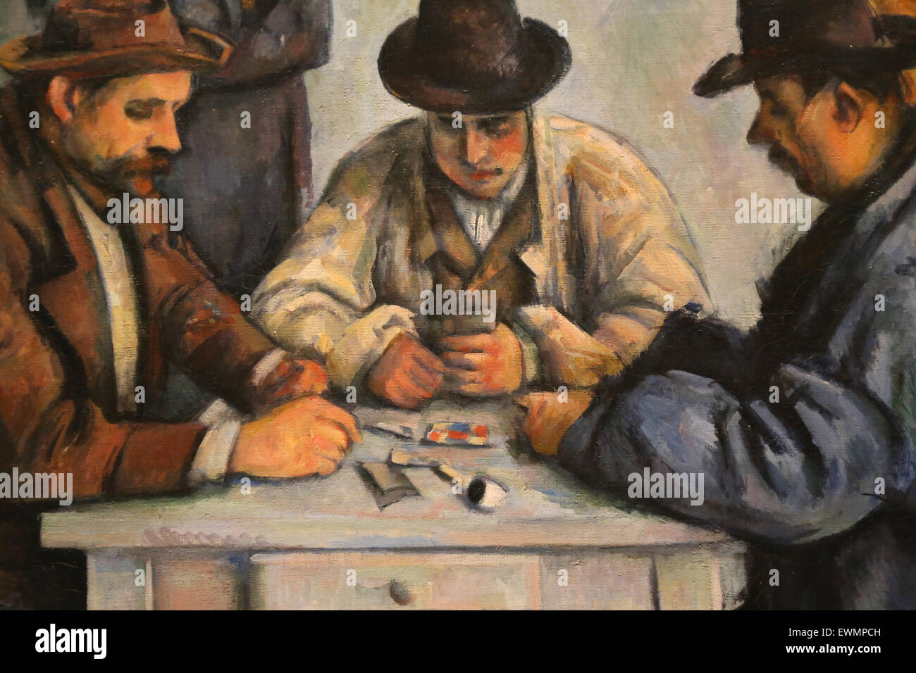 Paul Cézanne (1839-1906). Le peintre français. Les joueurs de cartes, 1880-92. Huile sur toile. Metropolitan Museum of Art de New York. USA. Détail Banque D'Images