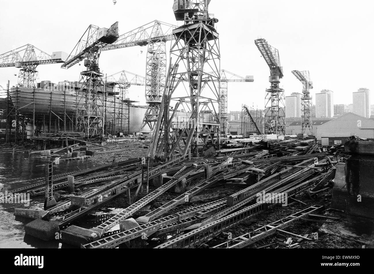 La construction navale, Glasgow, Ecosse, le 6 mars 1971. Visage d'Angleterre 1971. Banque D'Images