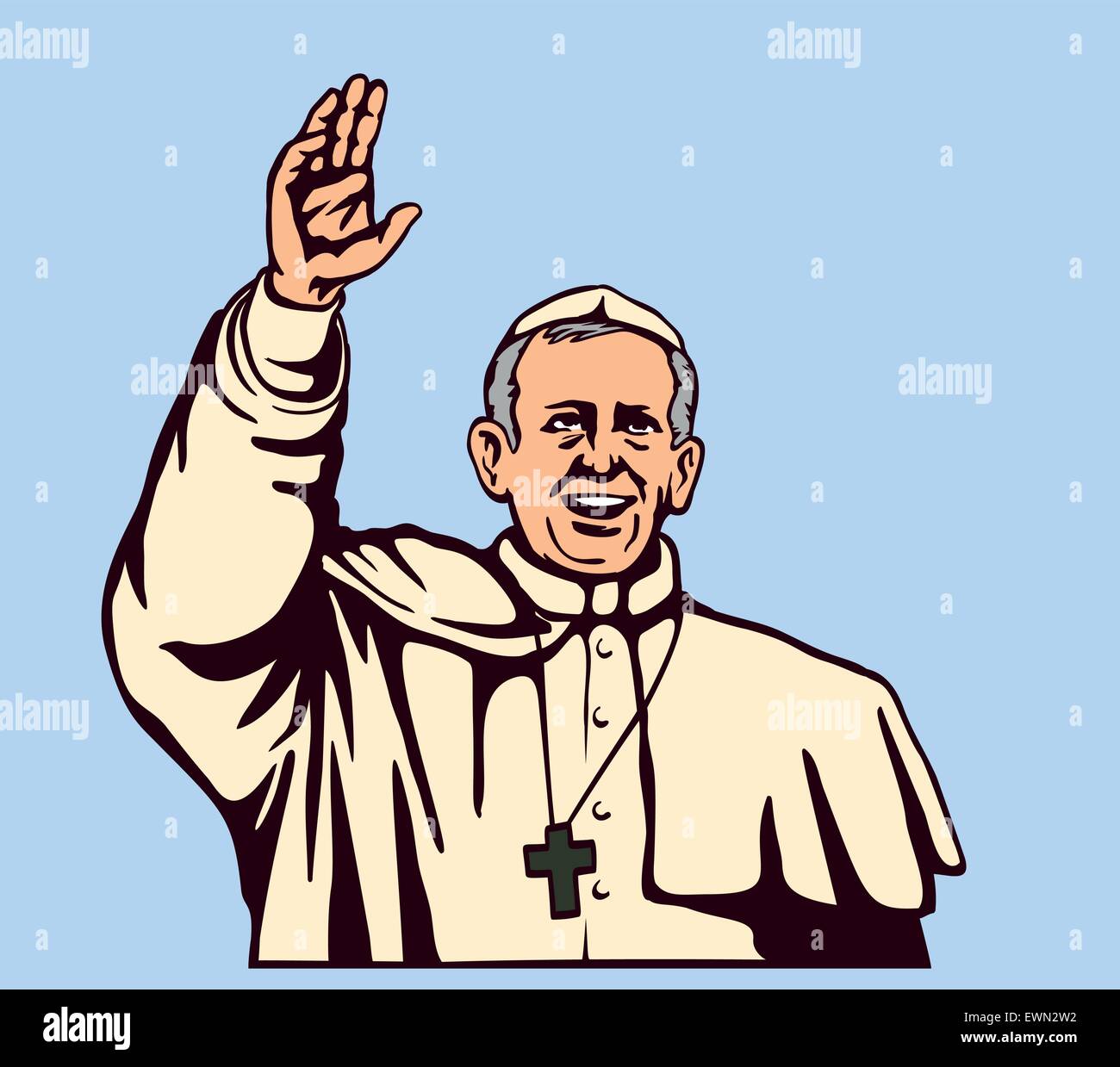 Le pape François en agitant et bénédiction avec bras levé, Bergoglio Illustration de Vecteur