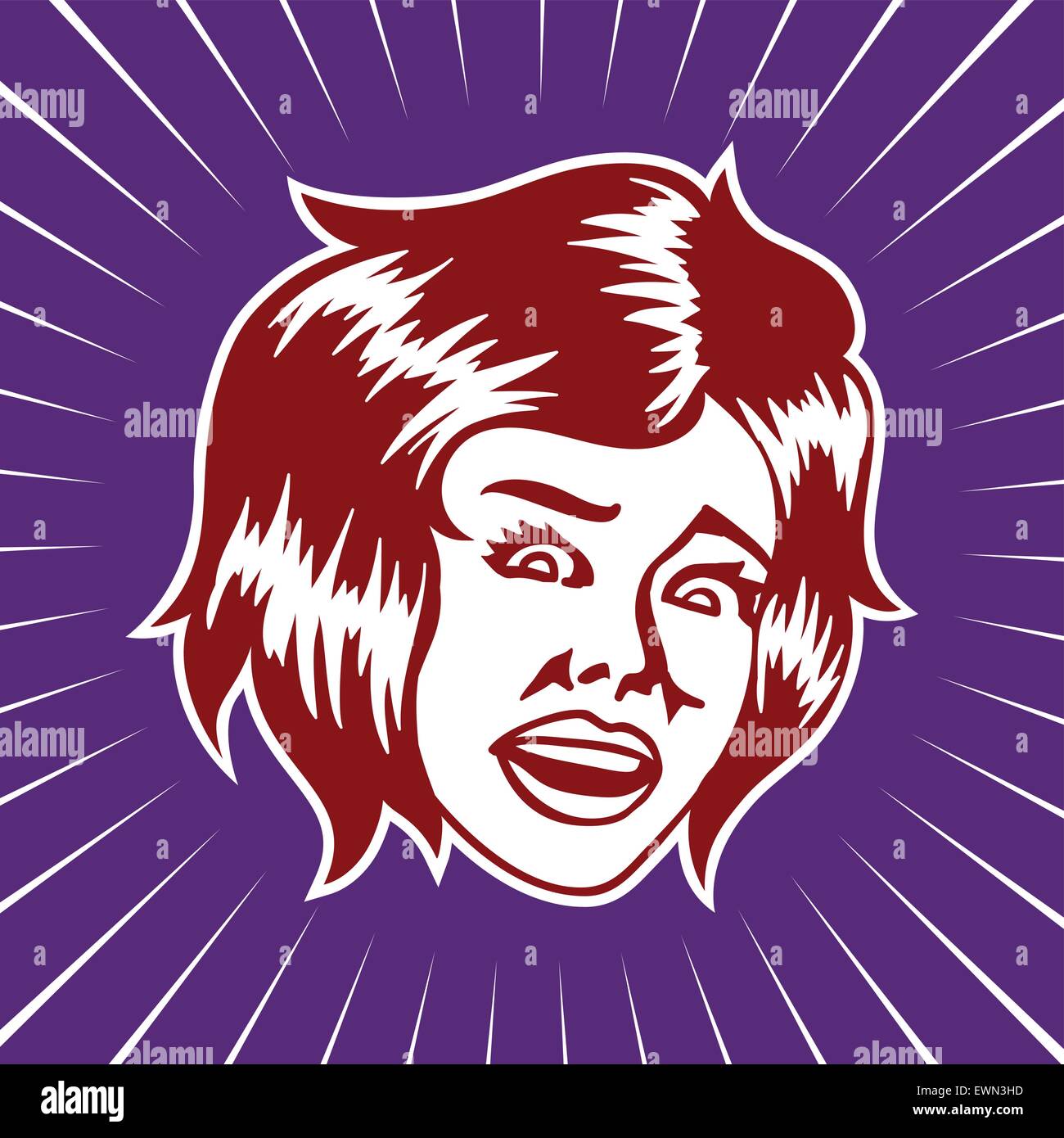 Vintage femme terrifiée peur face à quelque chose de choquant vector illustration Illustration de Vecteur