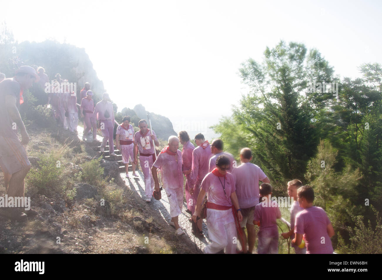 Riscos de Bilibio, Haro, La Rioja, Espagne. 29 juin 2015. Haro carnavaliers à Bataille de vin qui a lieu chaque année sur la journée. Banque D'Images