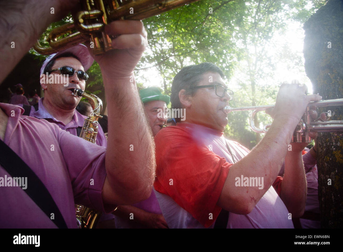 Riscos de Bilibio, Haro, La Rioja, Espagne. 29 juin 2015. Haro carnavaliers à Bataille de vin qui a lieu chaque année sur la journée. Banque D'Images