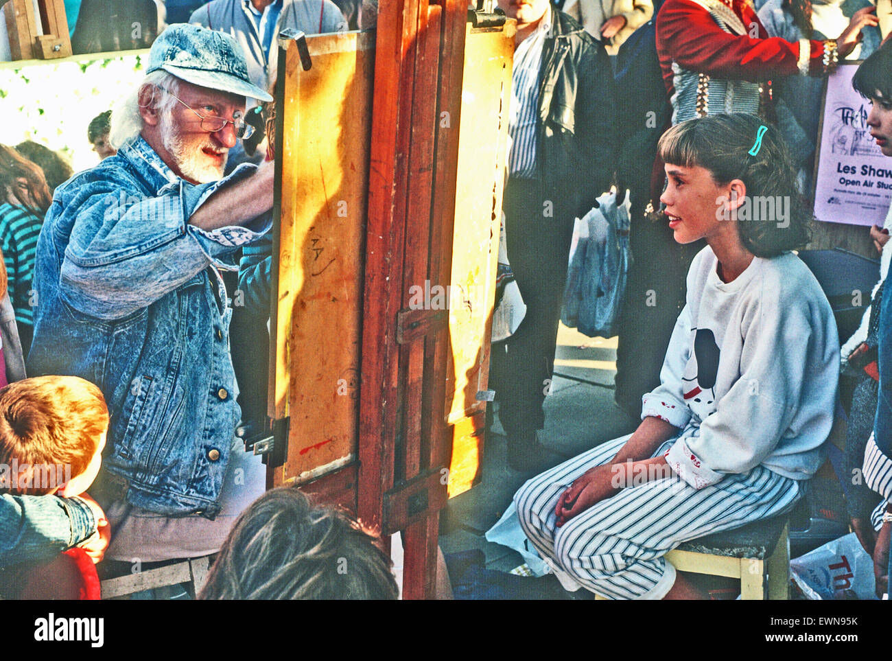 London South Bank Festival . jeunes rif;l a son portrait peint Banque D'Images