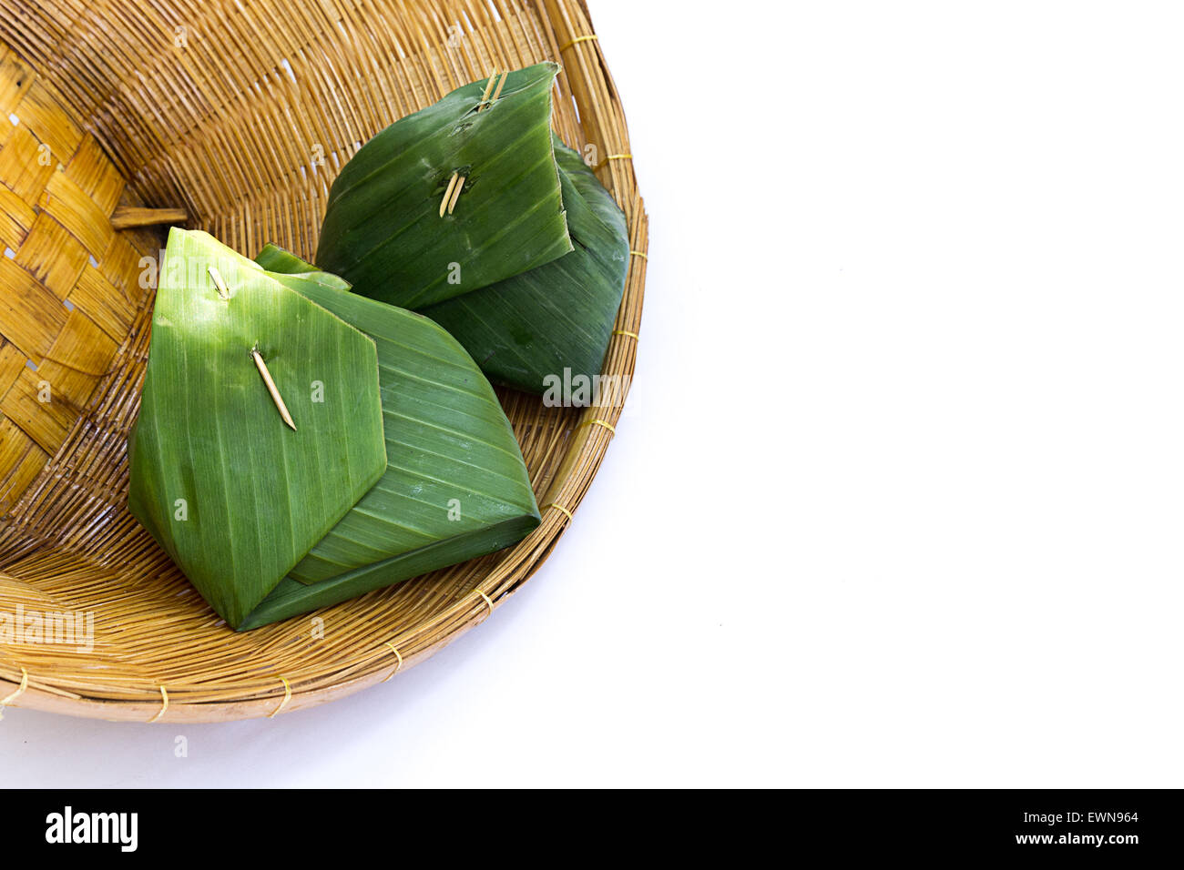 Laisser banane blanc isolé d'emballage Banque D'Images