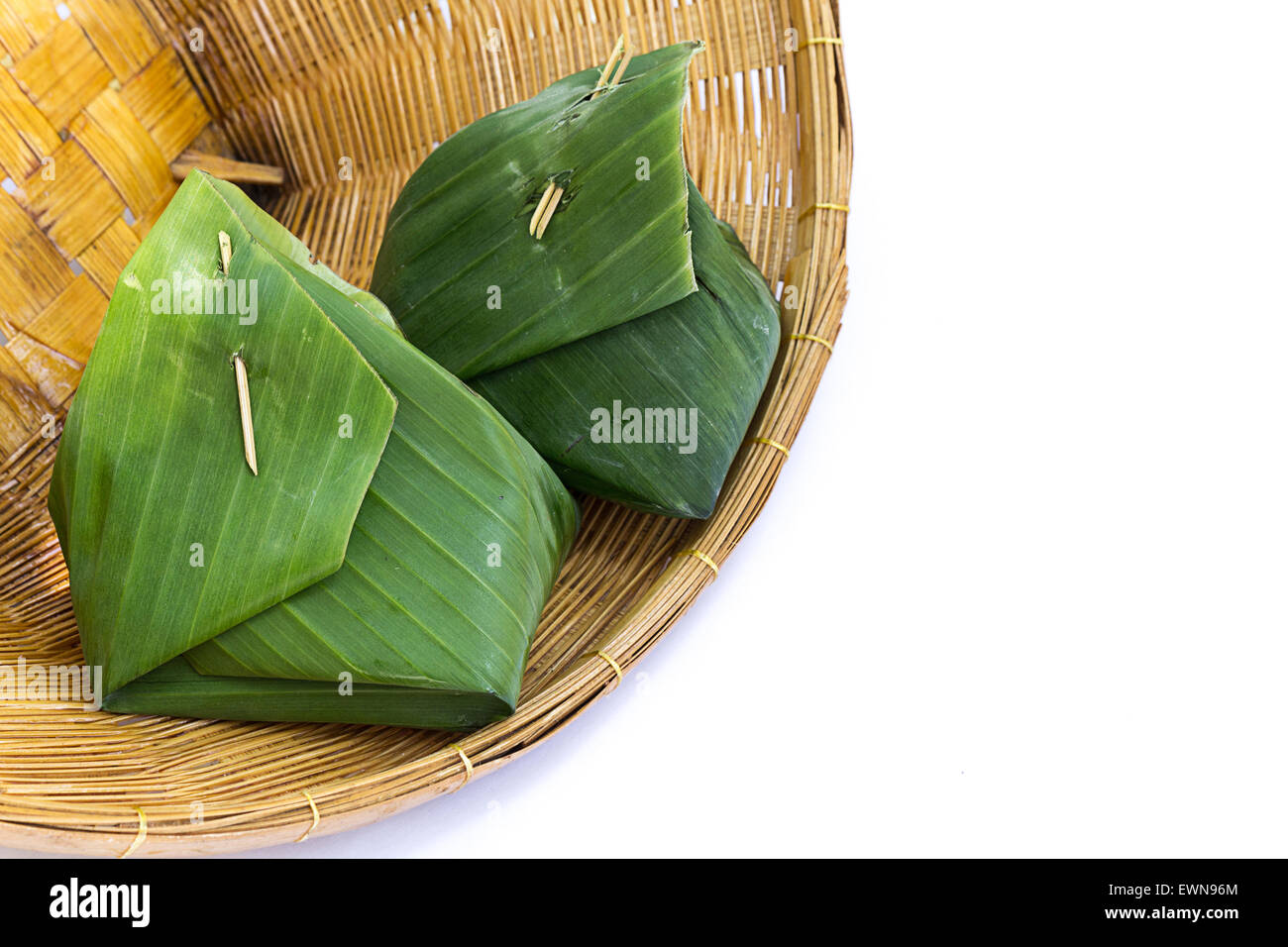 Laisser banane blanc isolé d'emballage Banque D'Images