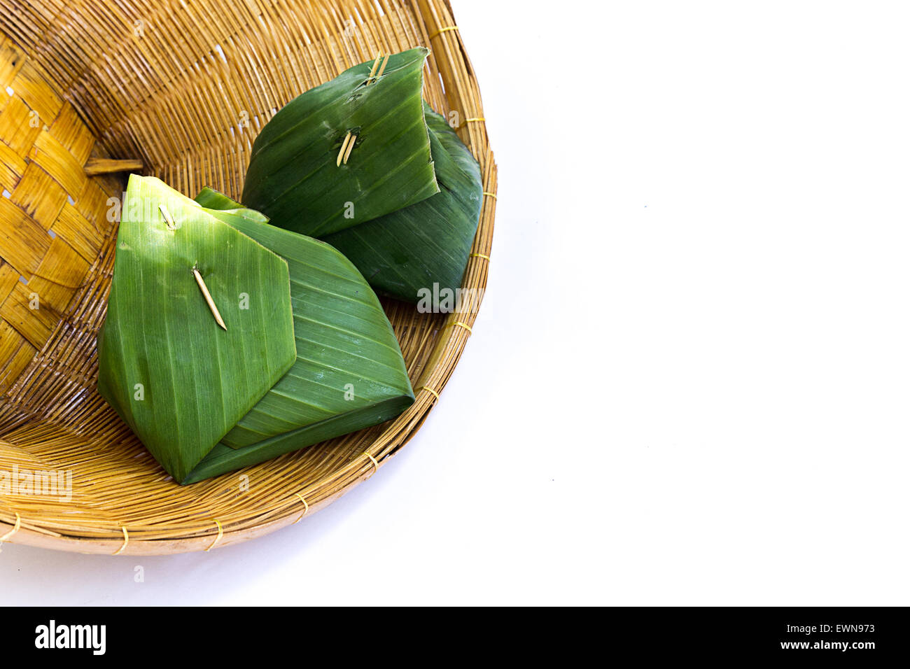 Laisser banane blanc isolé d'emballage Banque D'Images