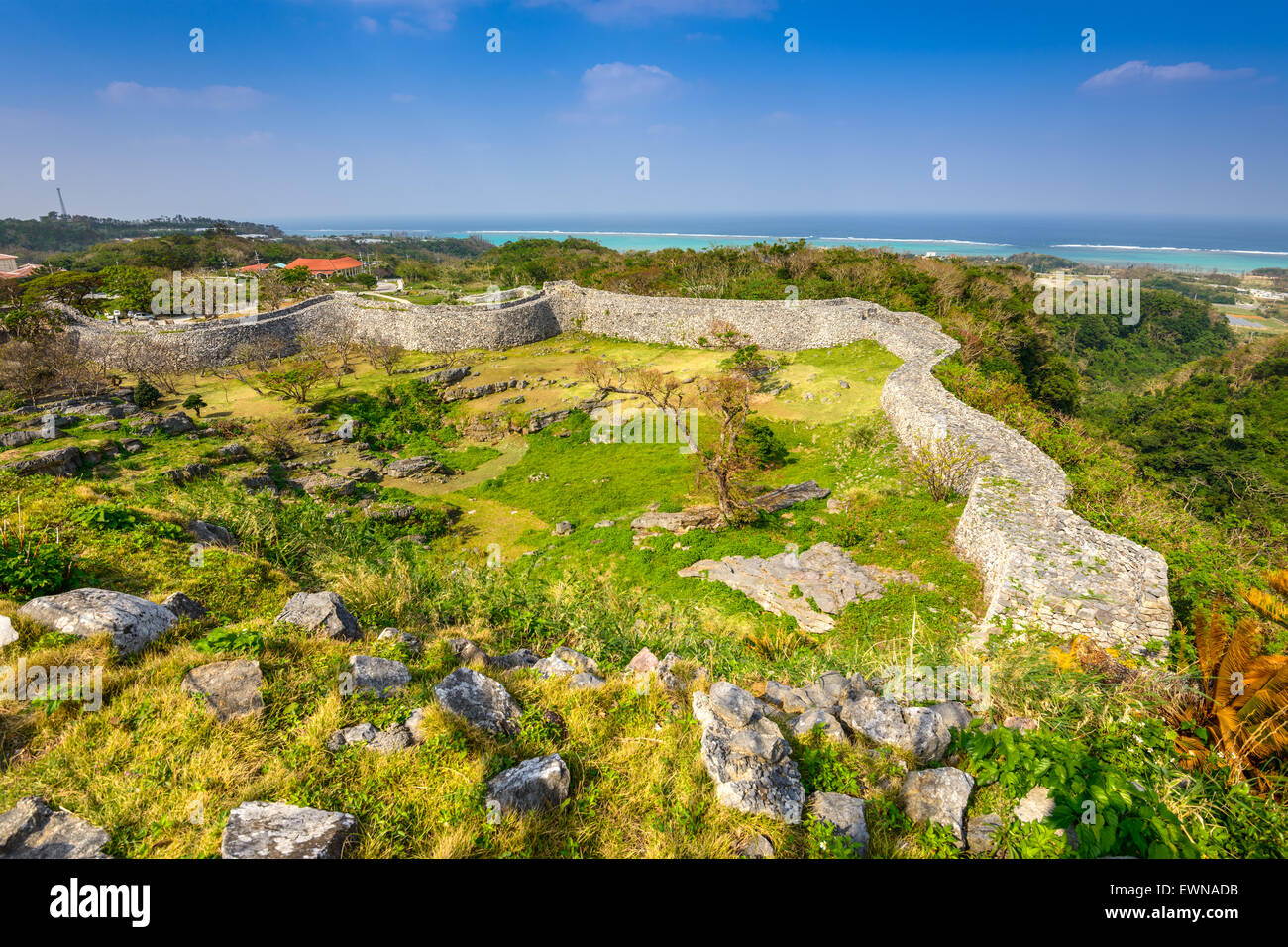 L'Okinawa, Japon à Nakagusuku Castle ruins. Banque D'Images