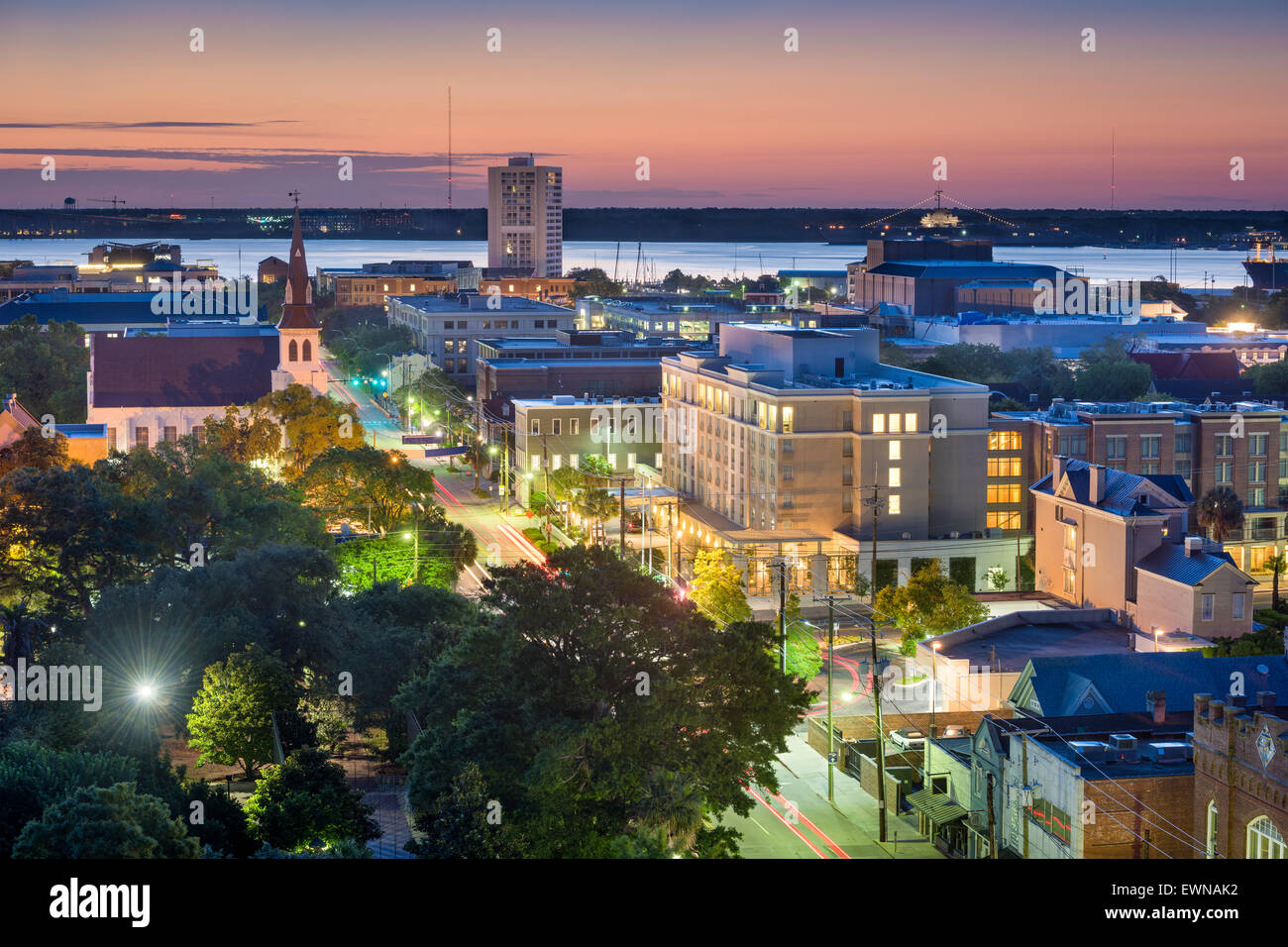 Charleston, Caroline du Sud, USA Centre-ville paysage urbain. Banque D'Images