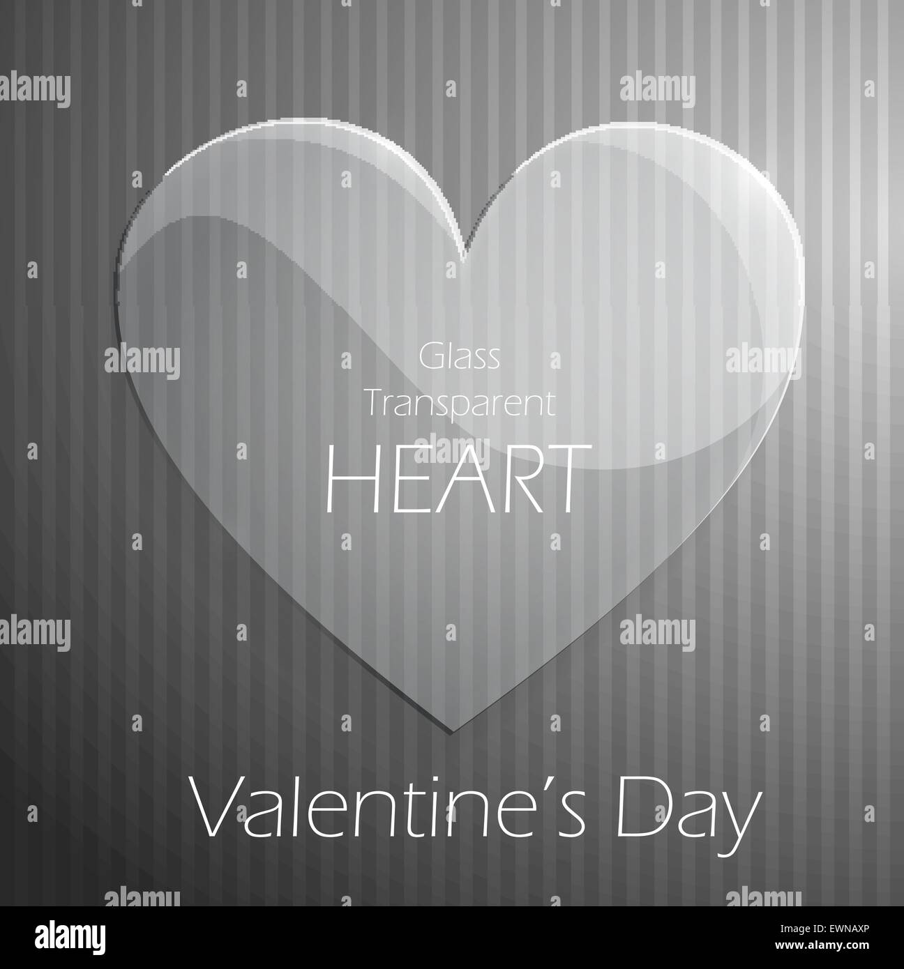 Valentines Day coeur transparent en verre sur fond rayé. Fond d'amour. Vector EPS10. Illustration de Vecteur
