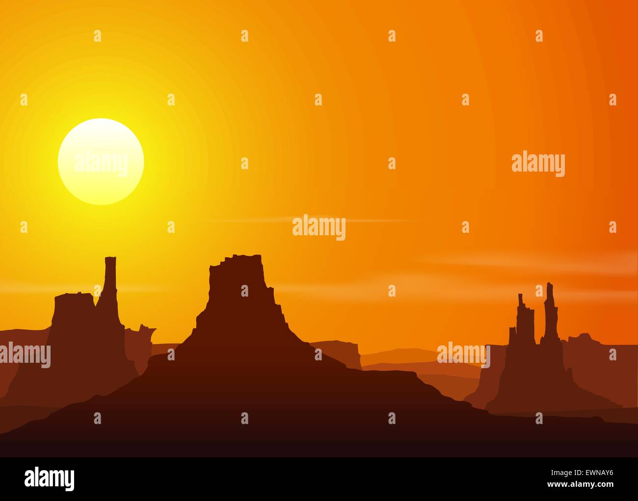 Coucher du soleil dans les Montagnes Rocheuses. Vector illustration. Illustration de Vecteur