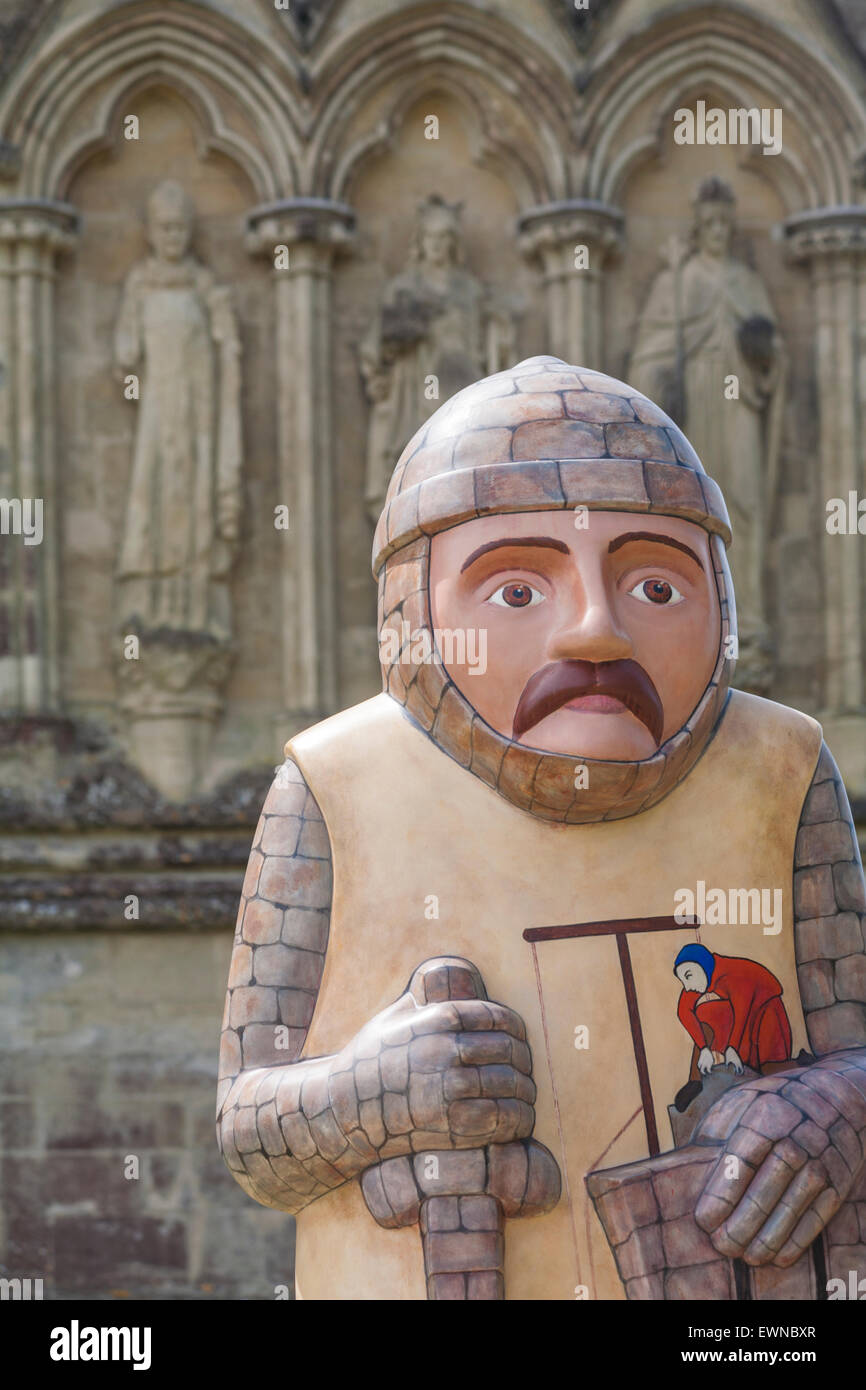 Baron Conrandin sculpture sur écran, une partie des Barons Sentier à travers Salisbury pour marquer la 800e anniversaire de la Grande Charte Banque D'Images
