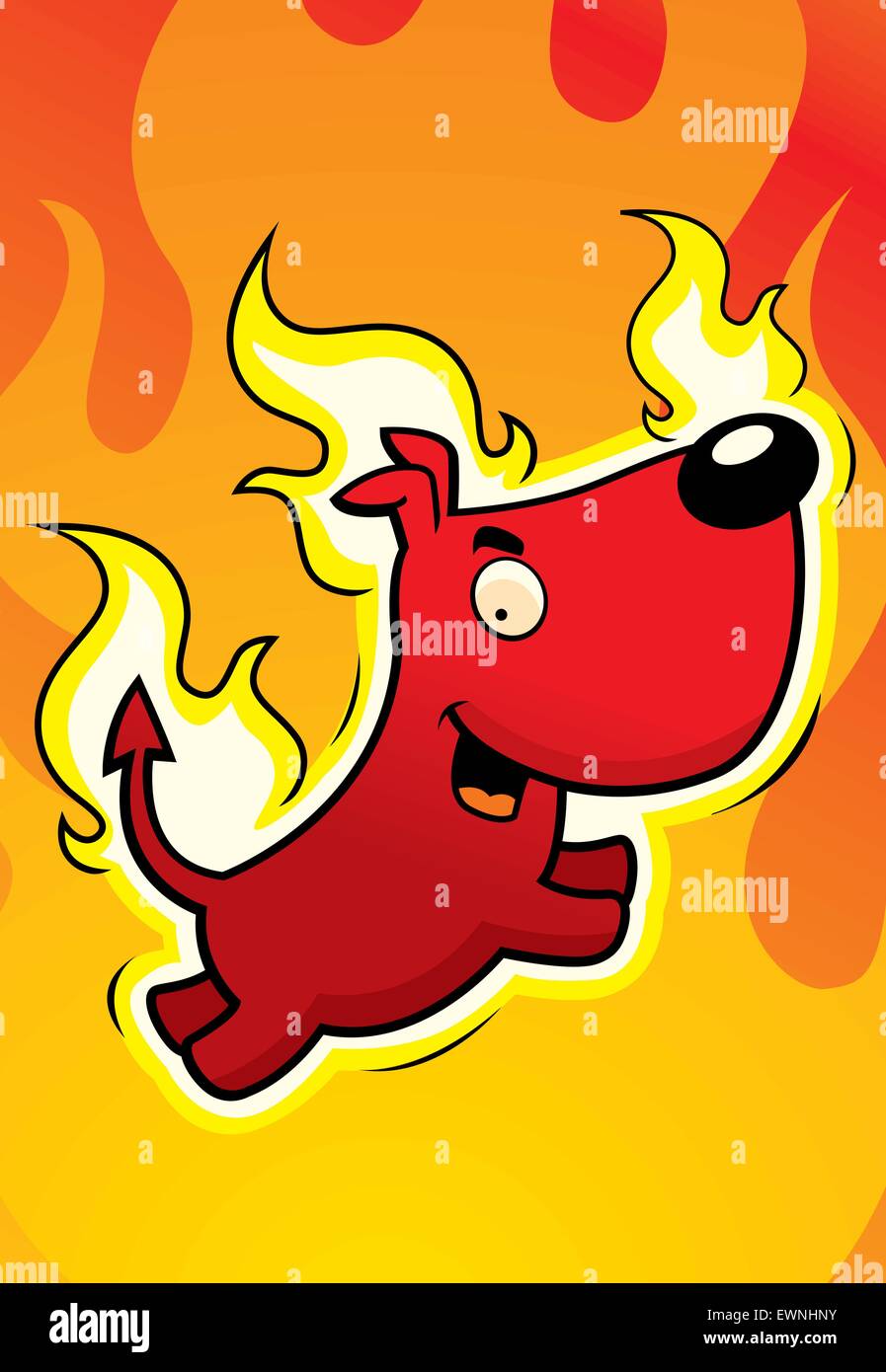 Une bonne caricature devil dog sautant et souriant. Illustration de Vecteur