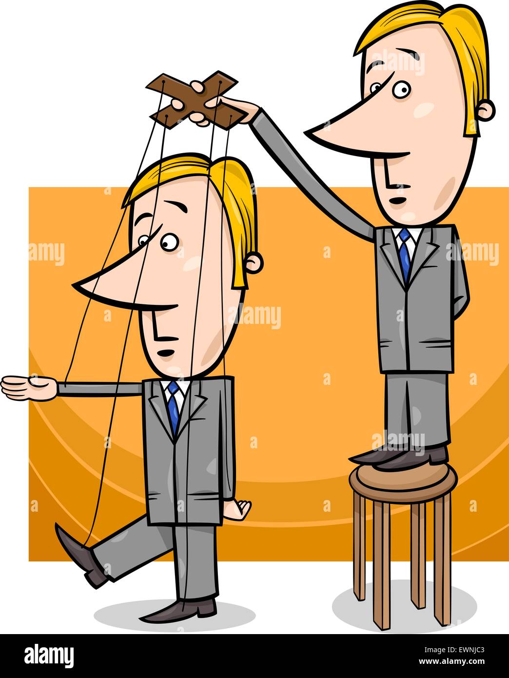 Cartoon Illustration du concept d'affaires marionnettiste contrôlant d'autres Man Illustration de Vecteur